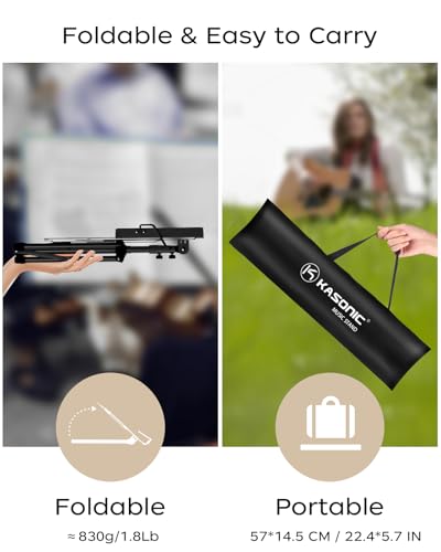 Detalle de K KASONIC 2 in 1 Music Stand Collapsible with Sheet Clip & Carry Bag (Black)