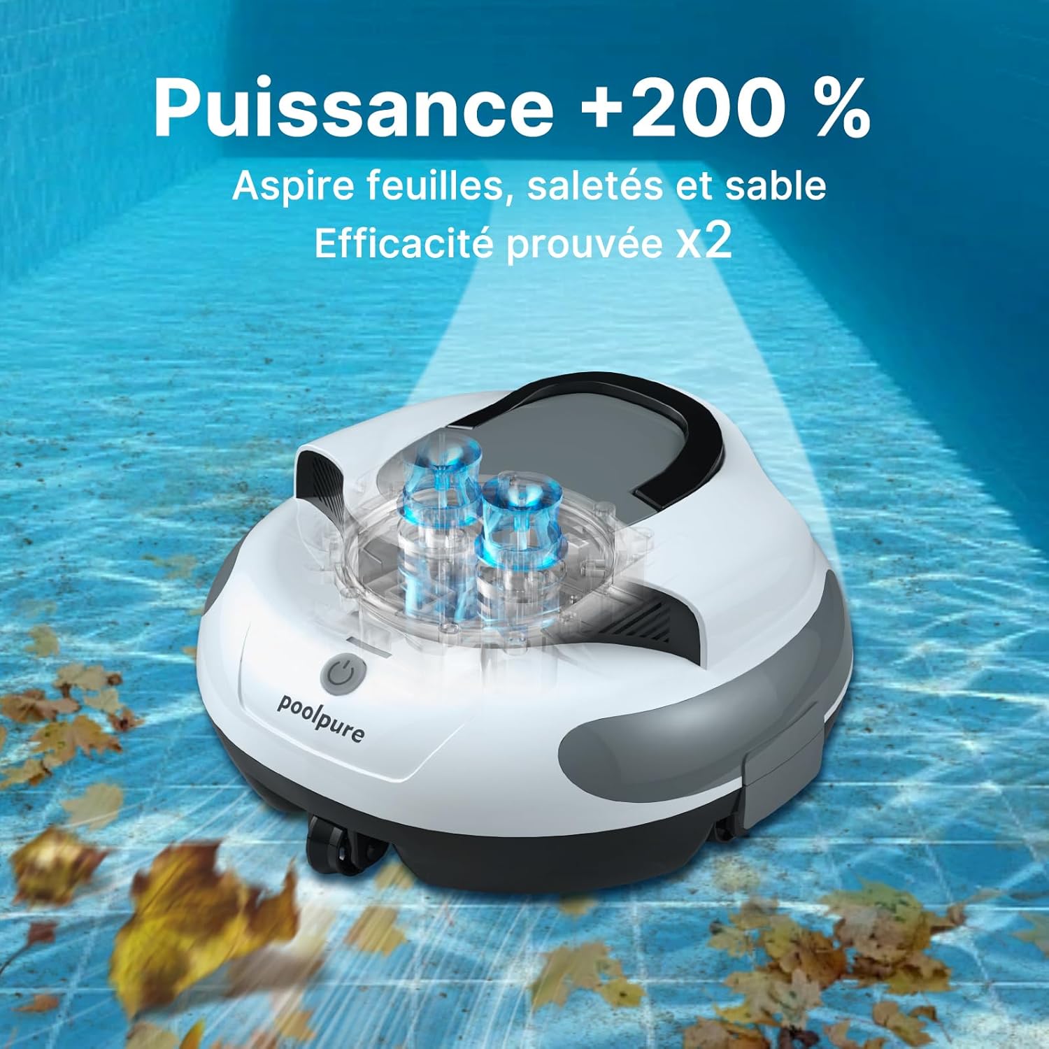 Detalle 2 de POOLPURE 2026 — Robot Piscine sans Fil pour fonds plats jusqu’à 90 m²