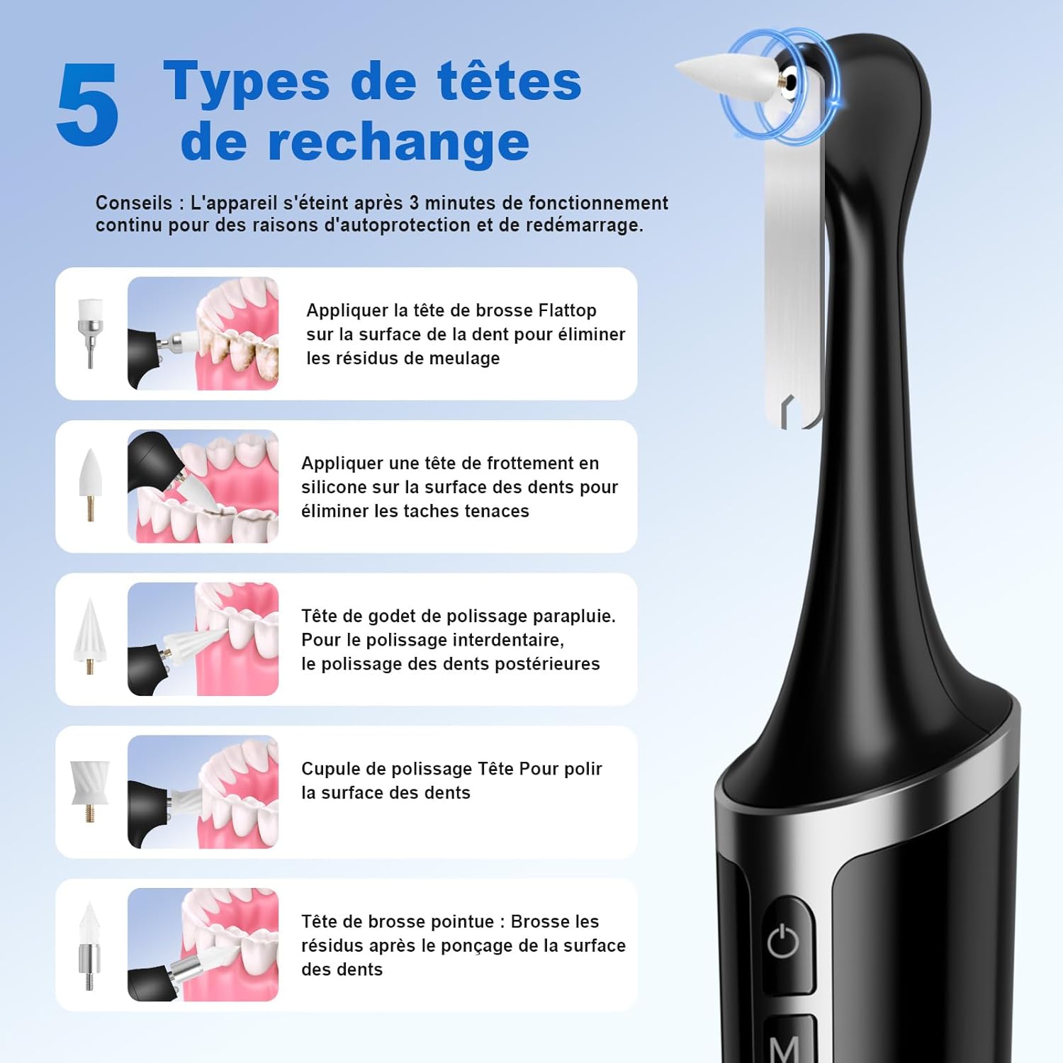 Thumbnail 3 de Kit Blanchiment Dentaire polisseur électrique 5 têtes 🪥