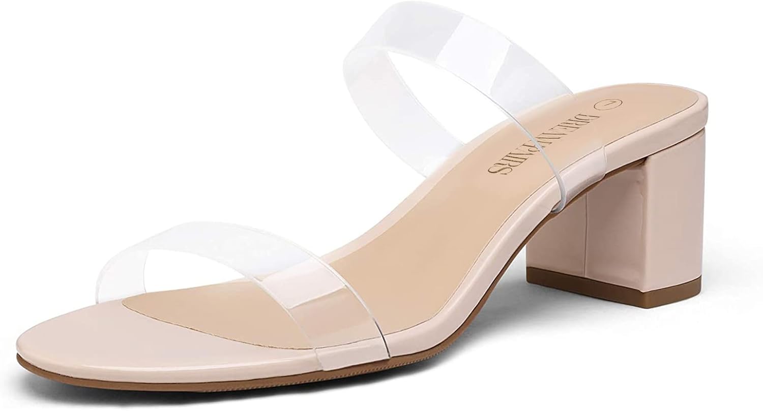 Detalle de DREAM PAIRS Two-Strap Open-Toe Low Block Heel Sandals
