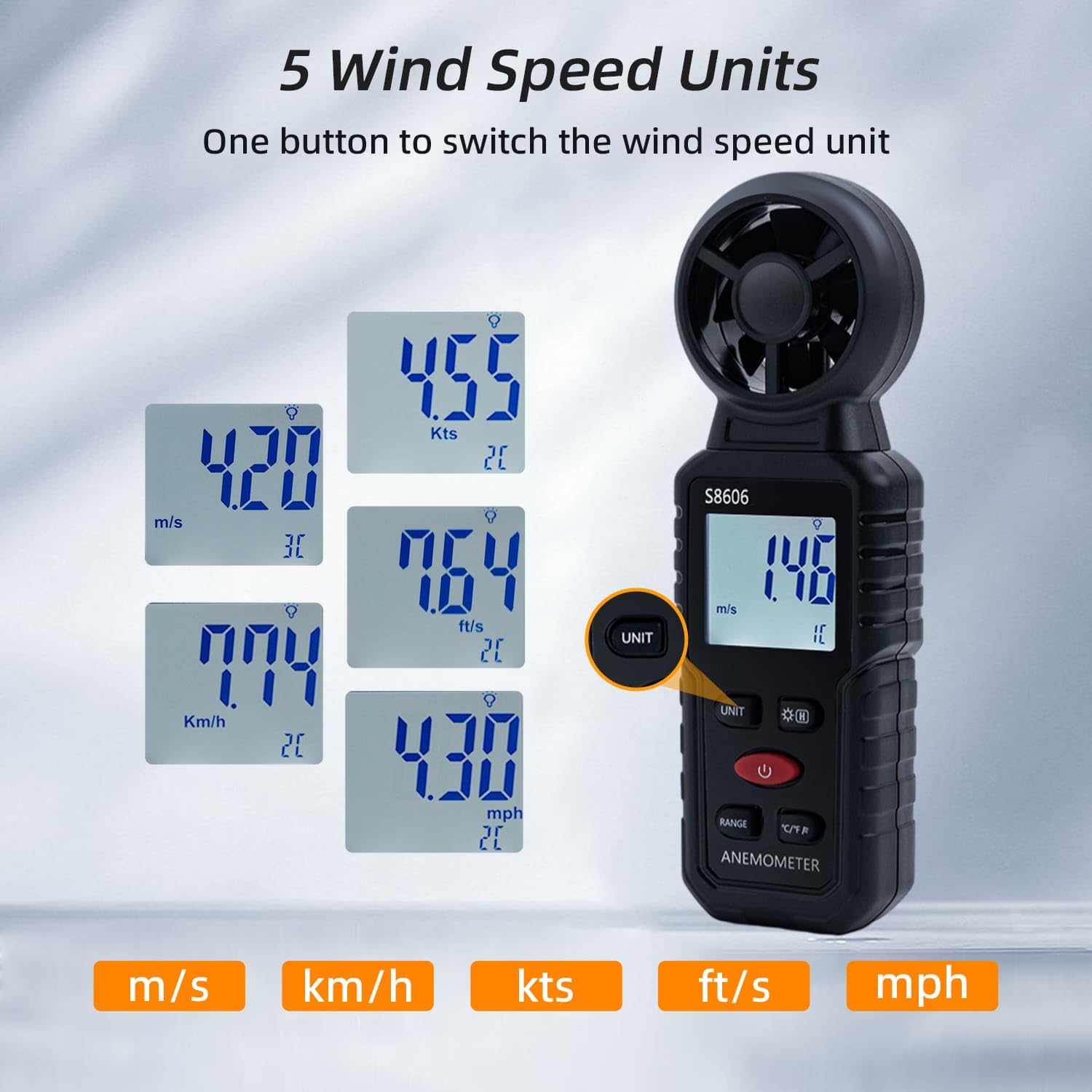 Detalle 2 de Mcbazel S8606 3‑in‑1 Anemometer 5 Units