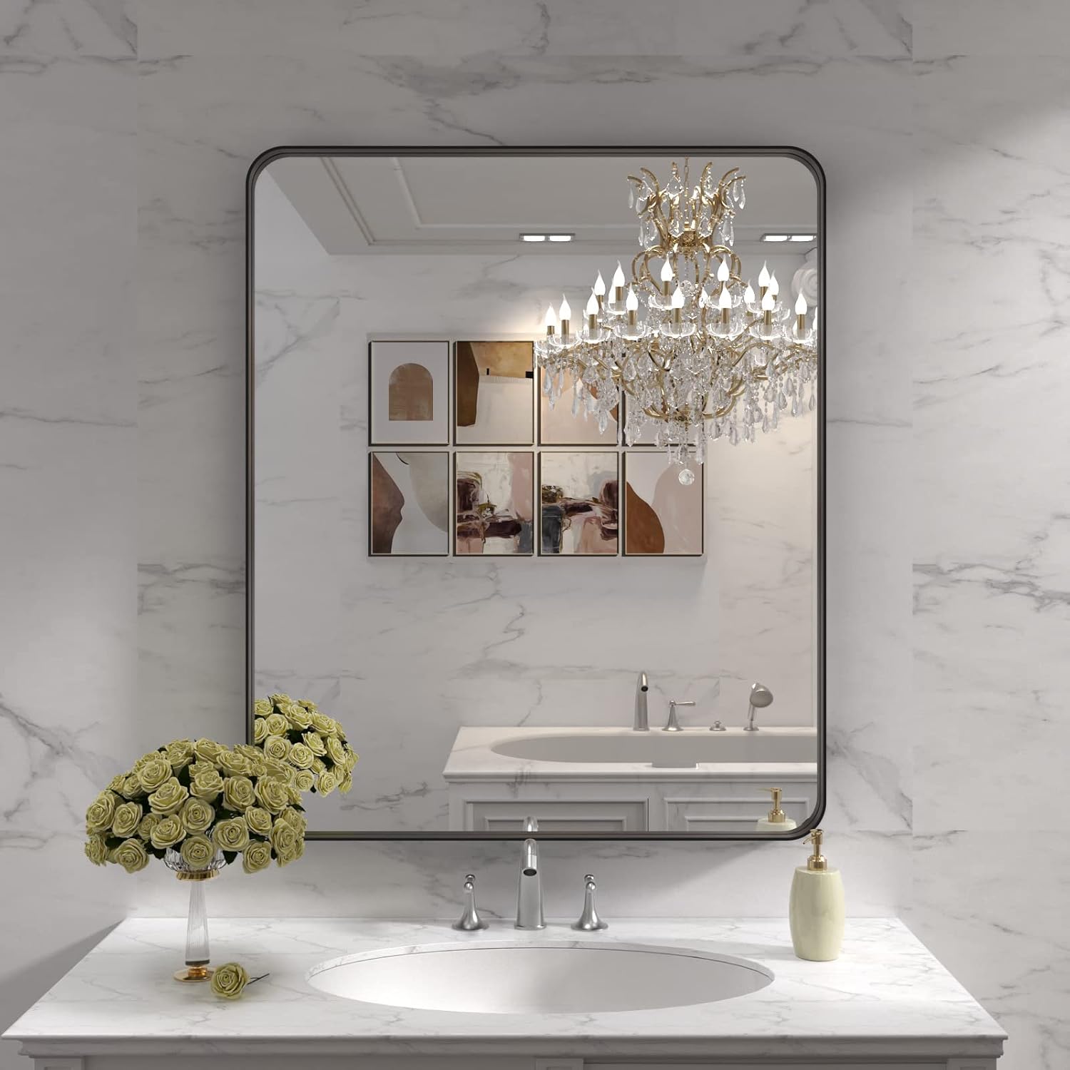 Thumbnail 6 de LOAAO 30 x 36 Inch Bathroom Vanity Mirror, Metal Frame 🪞