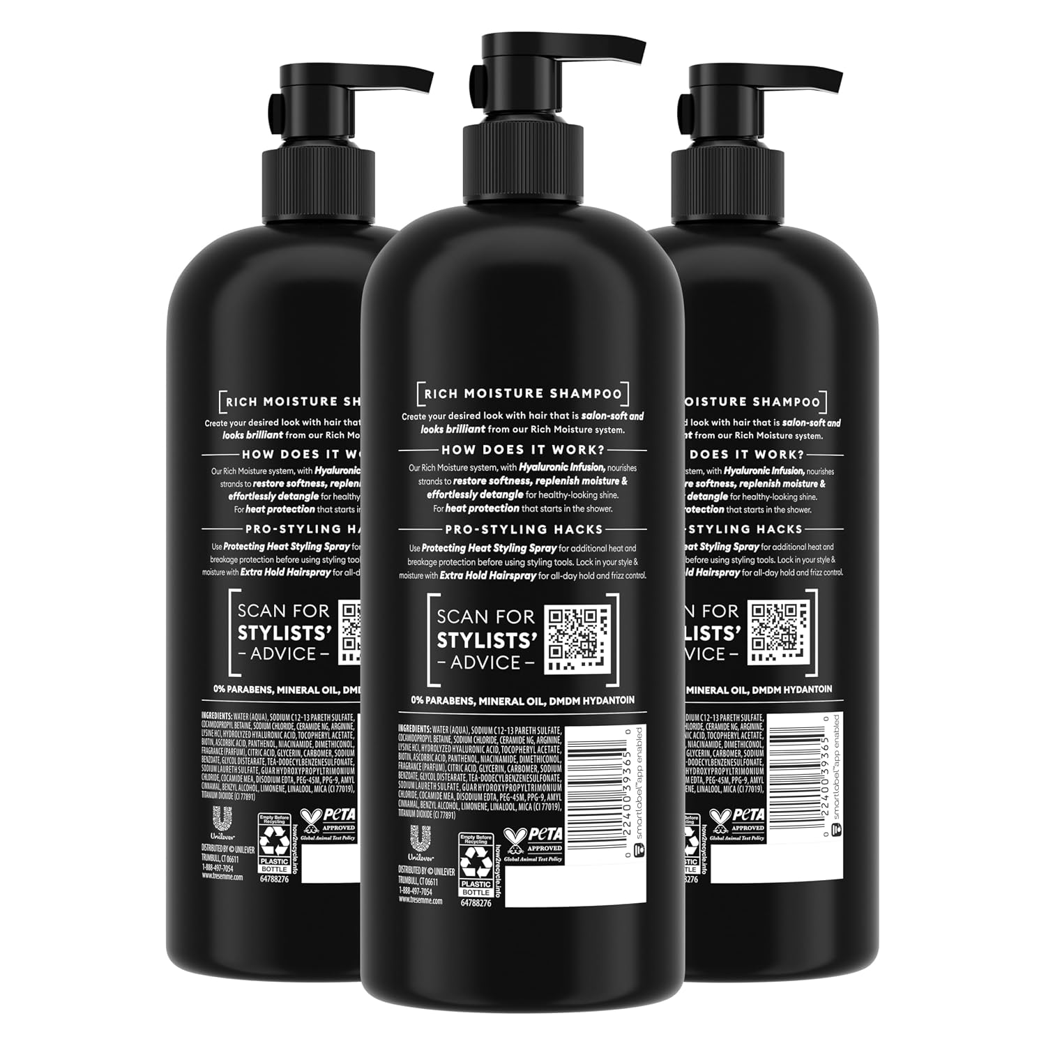 Thumbnail 1 de TRESemmé Rich Moisture Hydrating Shampoo for Dry Hair, Hyaluronic Acid, 3-Count