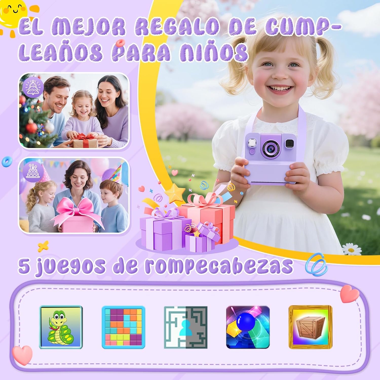 Thumbnail 6 de Cámara instantánea infantil 1080P 2,4" 32GB