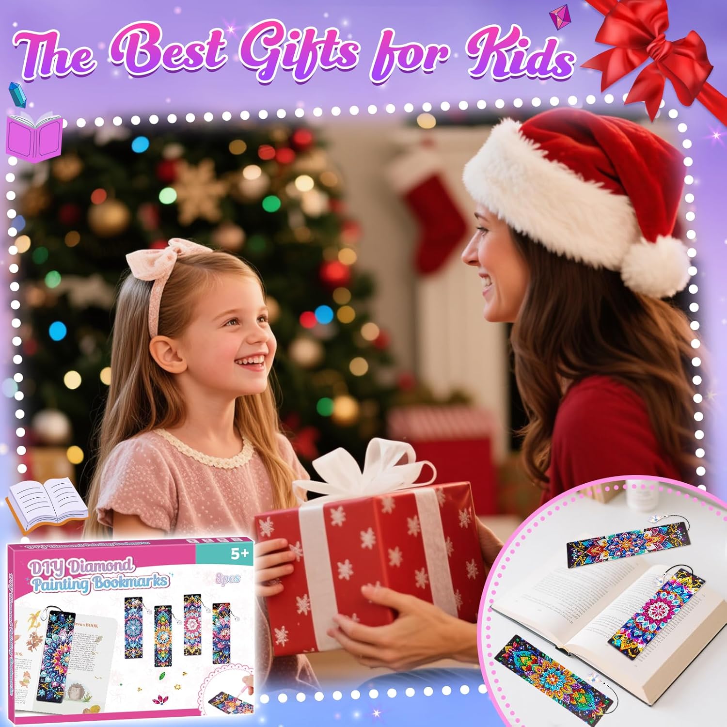 Thumbnail 5 de Diamond Art Bookmark Kit 8pcs for Kids age 6