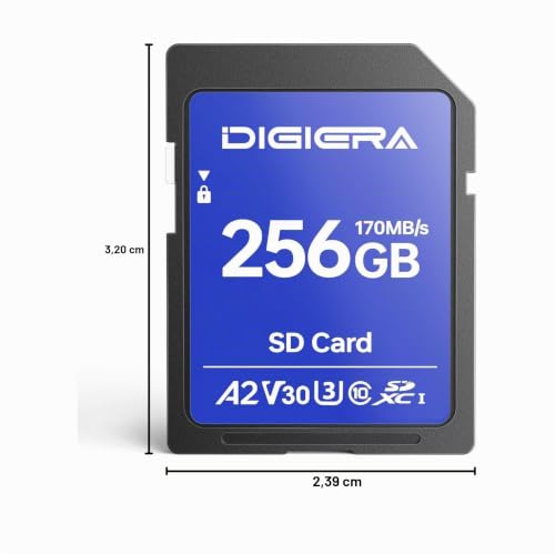 Thumbnail 8 de DIGIERA 256 GB SDXC UHS‑I Speicherkarte, 170 MB/s Lesen, 150 MB/s Schreiben, C10 / U3 / V30 — 4K UHD
