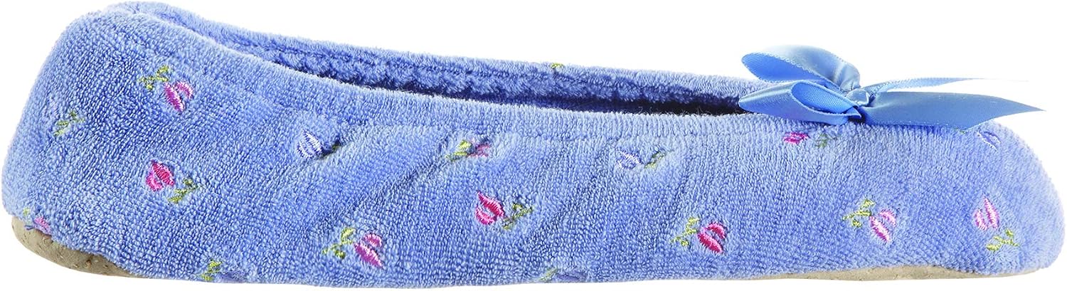 Detalle de isotoner Women's Embroidered Terry Ballerina Slippers