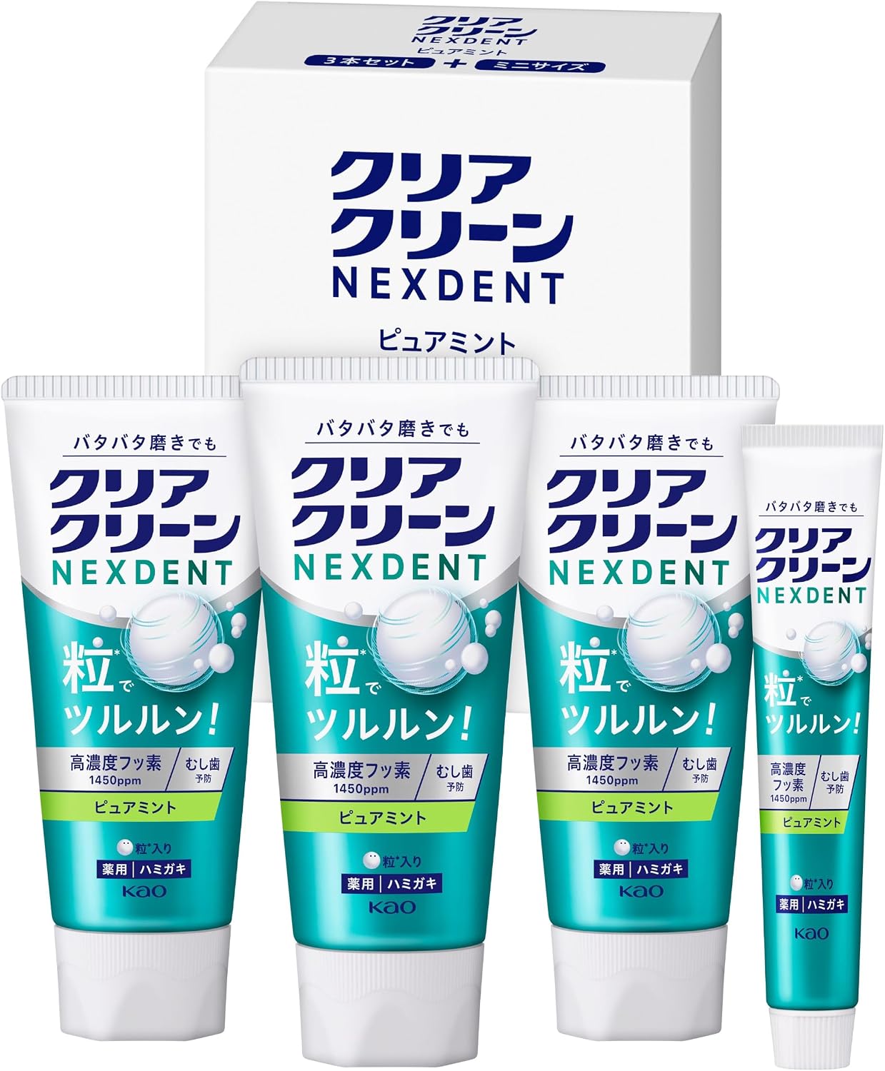 Detalle de クリアクリーン ネクスデント 歯磨き粉 120g×3本+25gミニサイズ ピュアミント・フッ素1450ppm