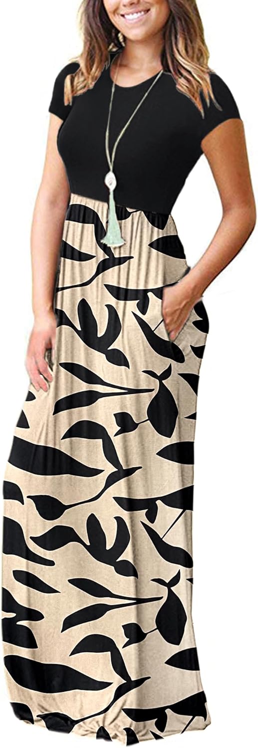 Thumbnail 1 de AUSELILY Women's Classic Short Sleeve Loose Plain Casual Long Maxi Dress (2026)