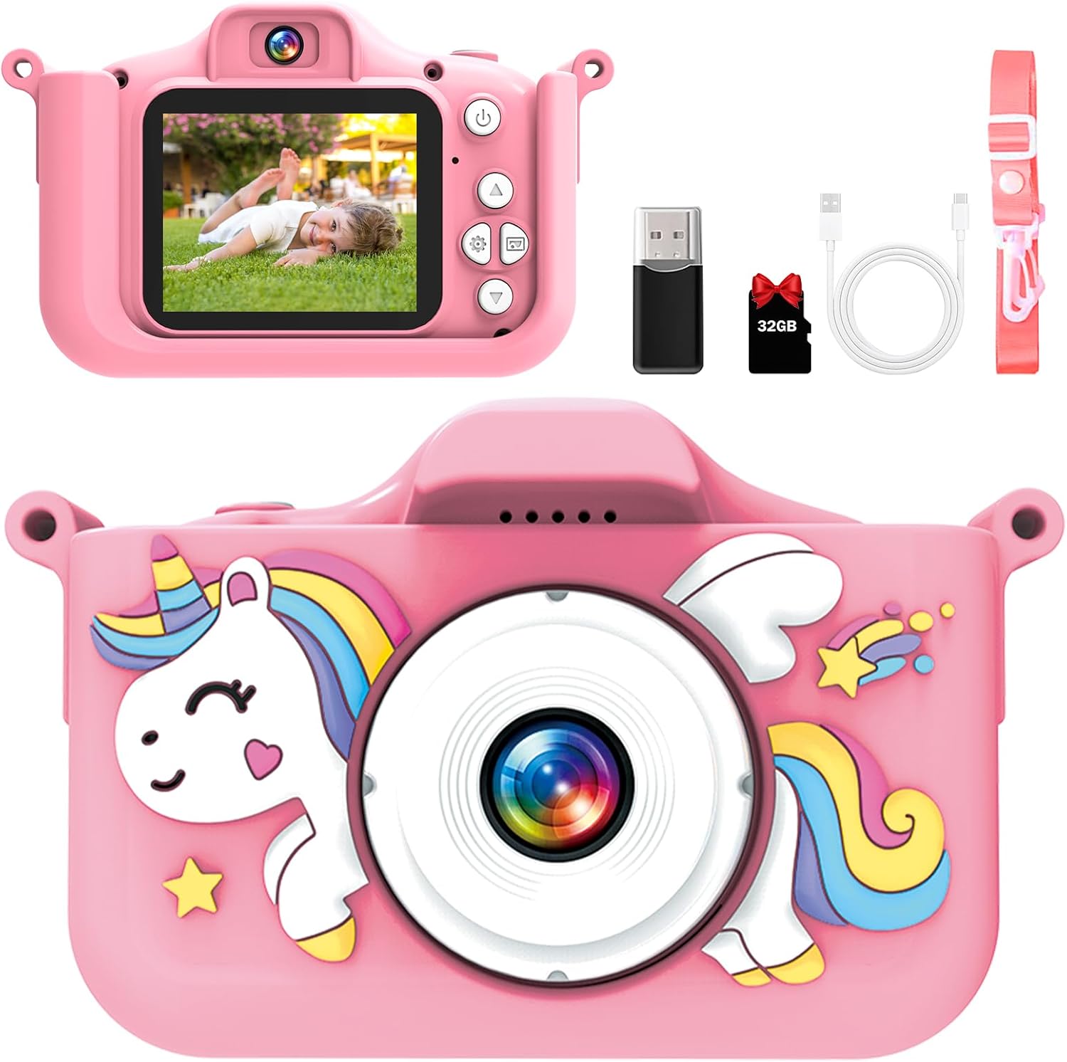 Detalle de GlowPlayX Kinderkamera 1080P 32 GB – Digitalkamera für Kinder