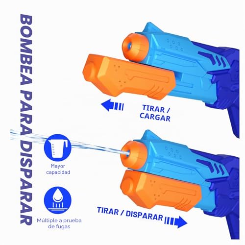 Detalle 2 de MOZOOSON Pistola de Agua para Niños: Capacidad de 620 ml y Alcance de 33 ft