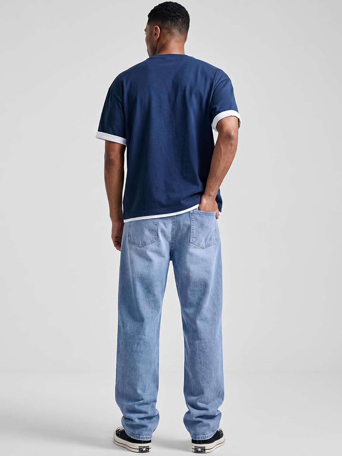 Detalle de JMIERR Men's Baggy Jeans Wide Leg Skater Hip Hop Denim Pants — Loose Fit Streetwear