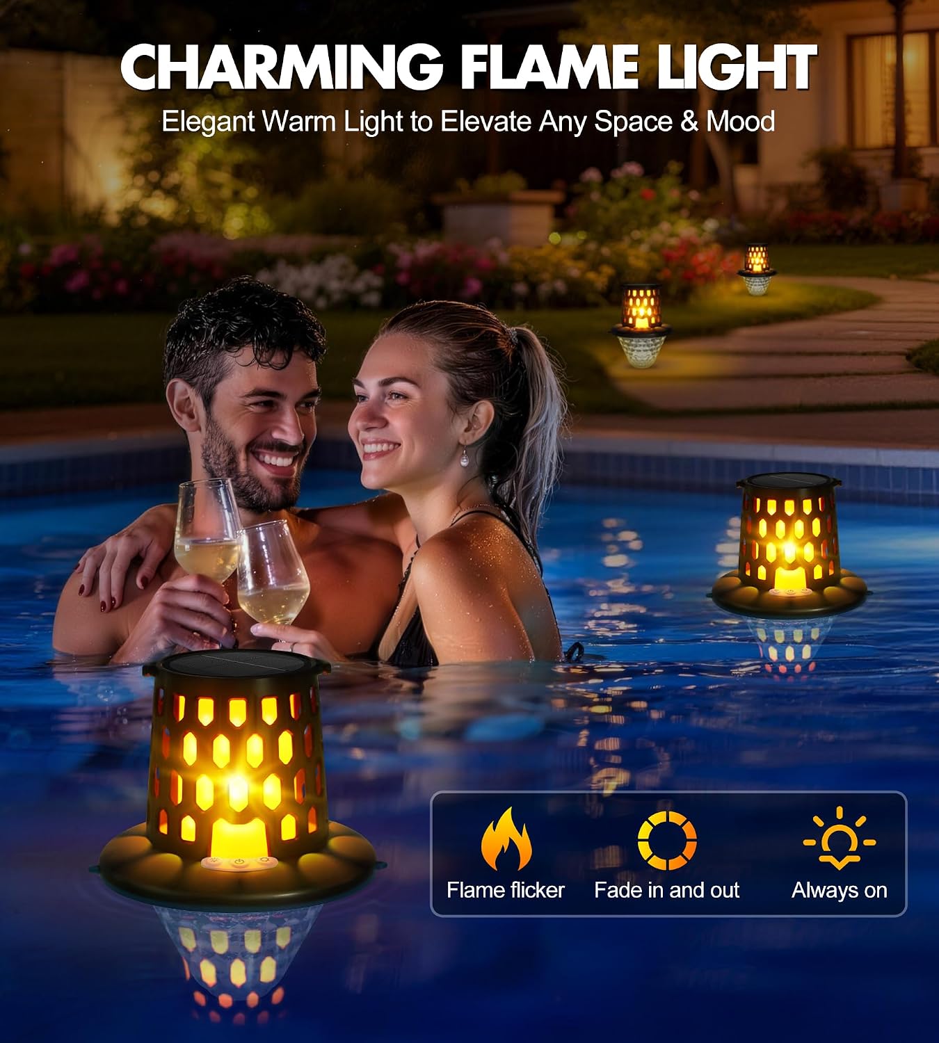 Thumbnail 3 de LuxBlue Luces Piscina Solares: Espectáculo de llamas y luces subacuáticas para piscinas y jardines