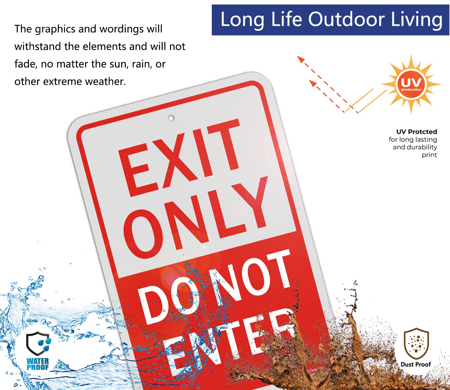 Detalle de Exit Only Do Not Enter Sign 12 x 18 Inch