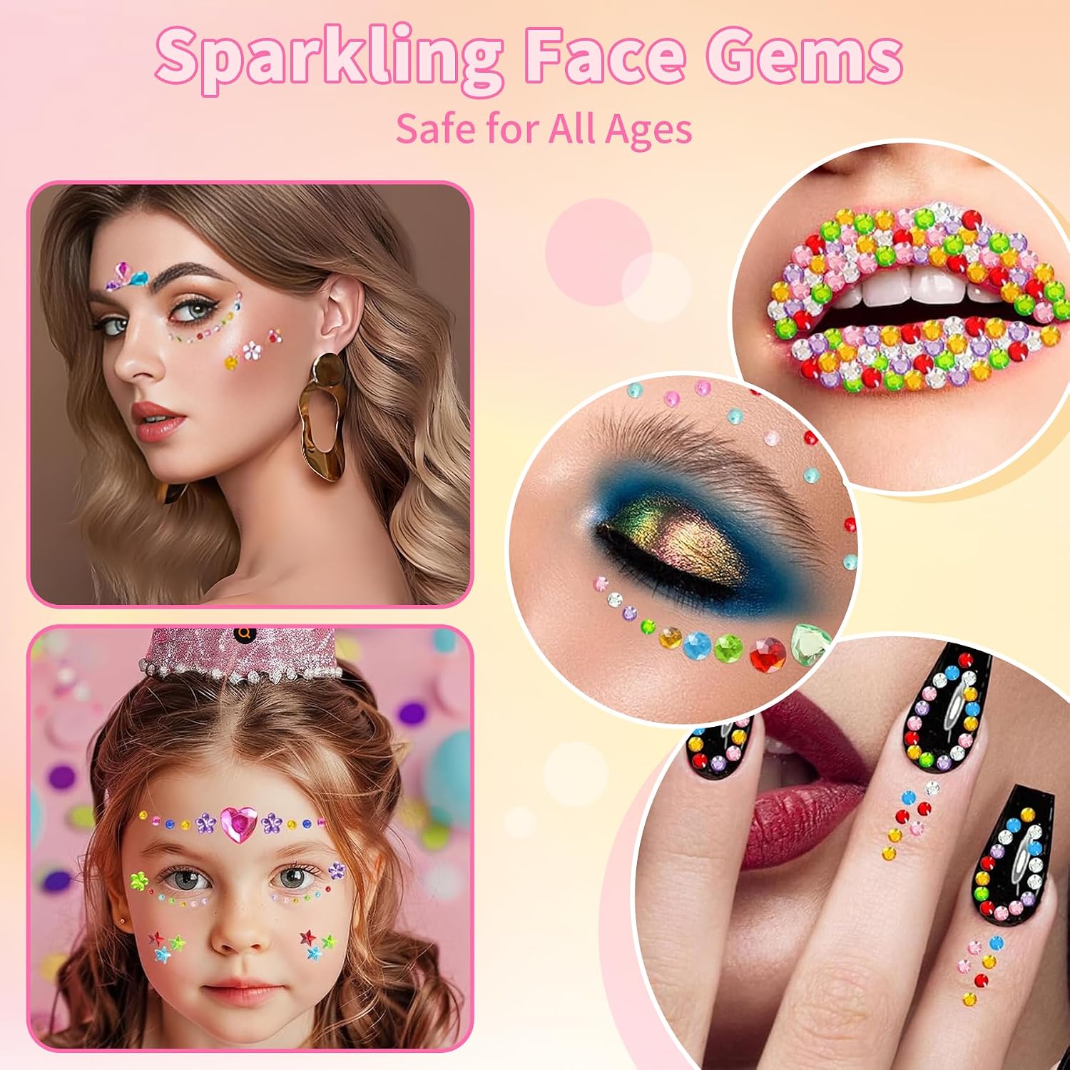 Detalle de 3300 Strass Autoadesivi Colorati – 12 Fogli Acrilico Adesivi Strass per DIY, un tocco scintillante per viso, nails, accessori e decorazioni