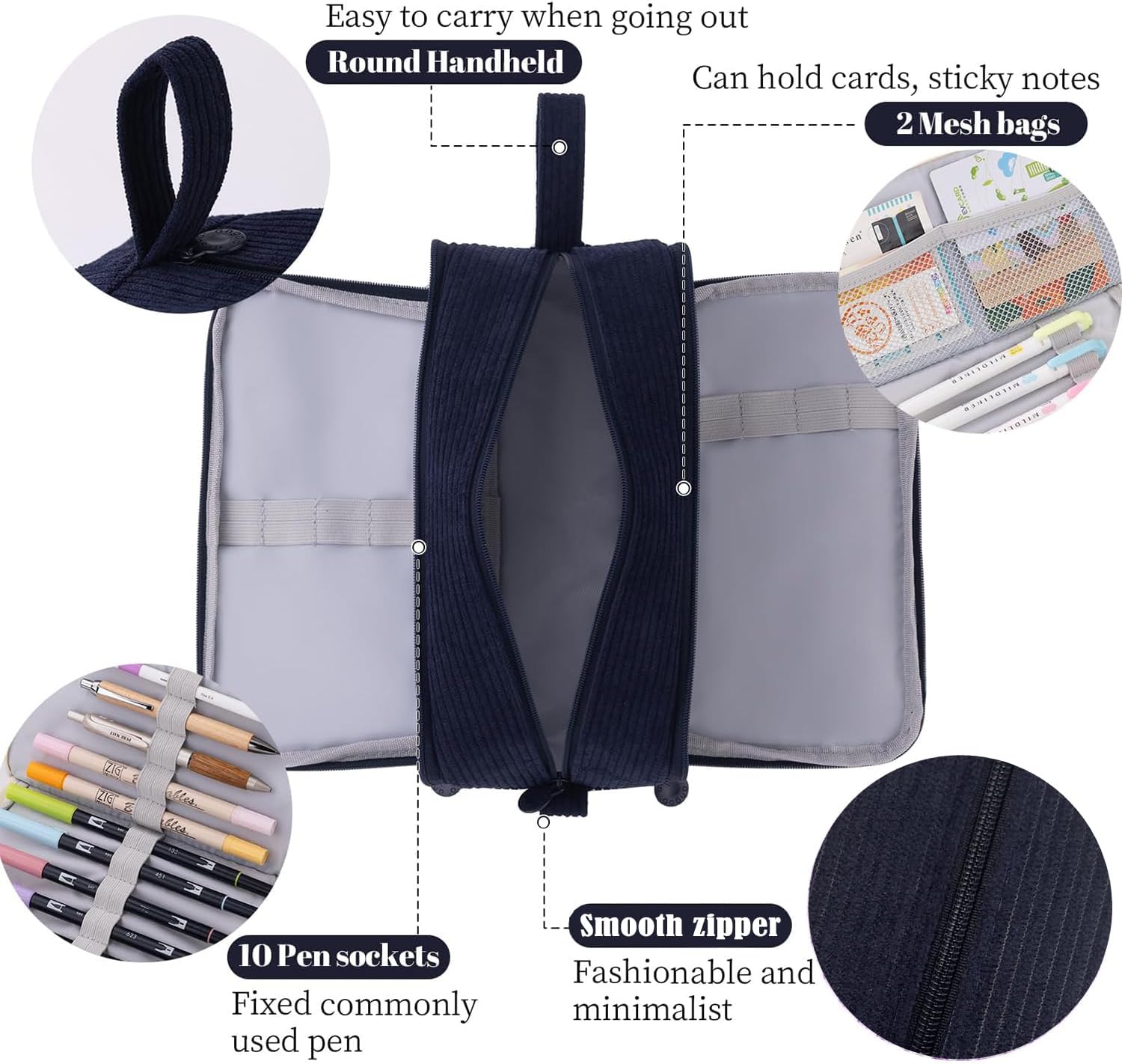 Thumbnail 3 de VICDUEKG Federmäppchen aus Cord mit 3 Fächern ✏️