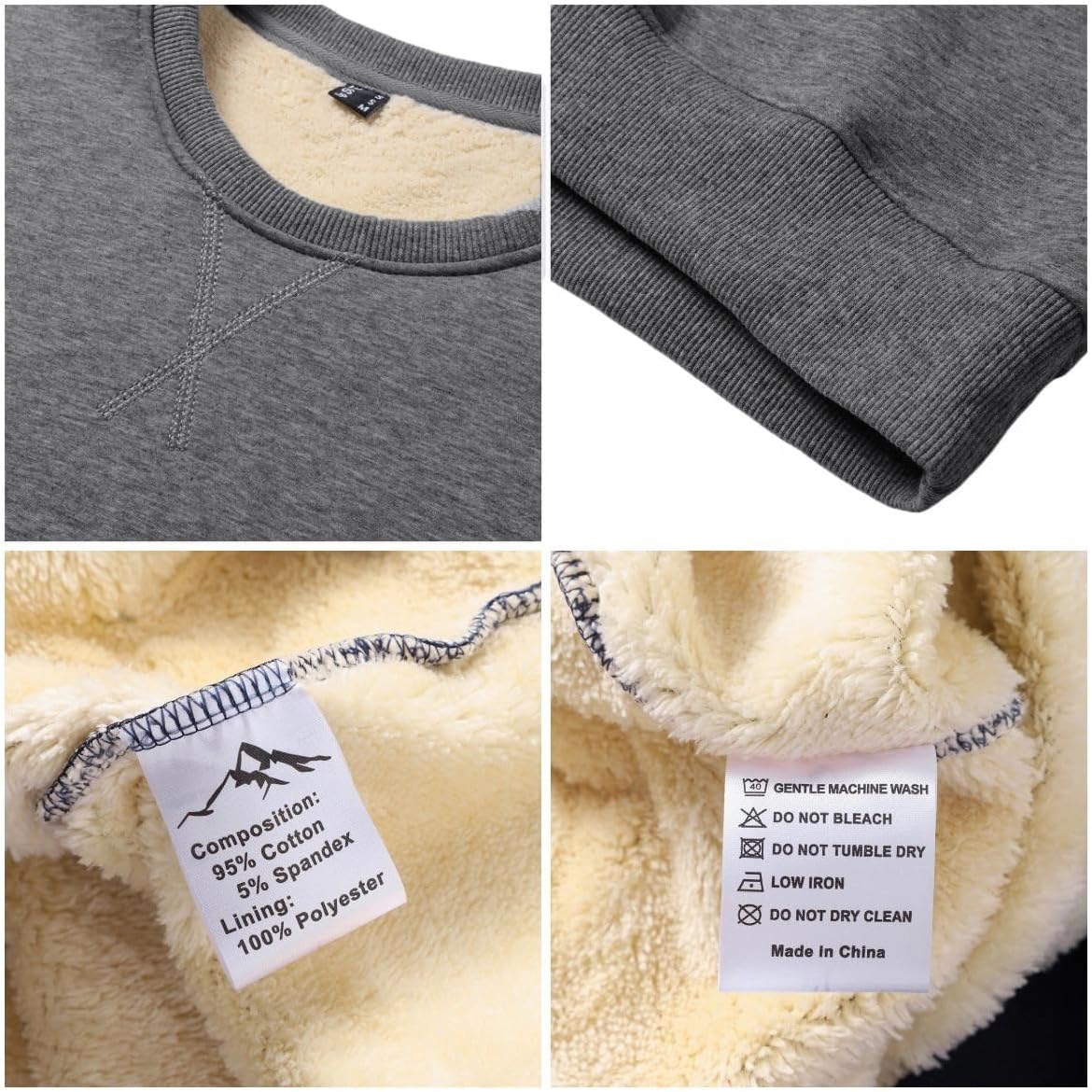 Detalle 1 de Dpeng herensweatshirt met sherpa-fleecevoering, ronde hals en lange mouwen