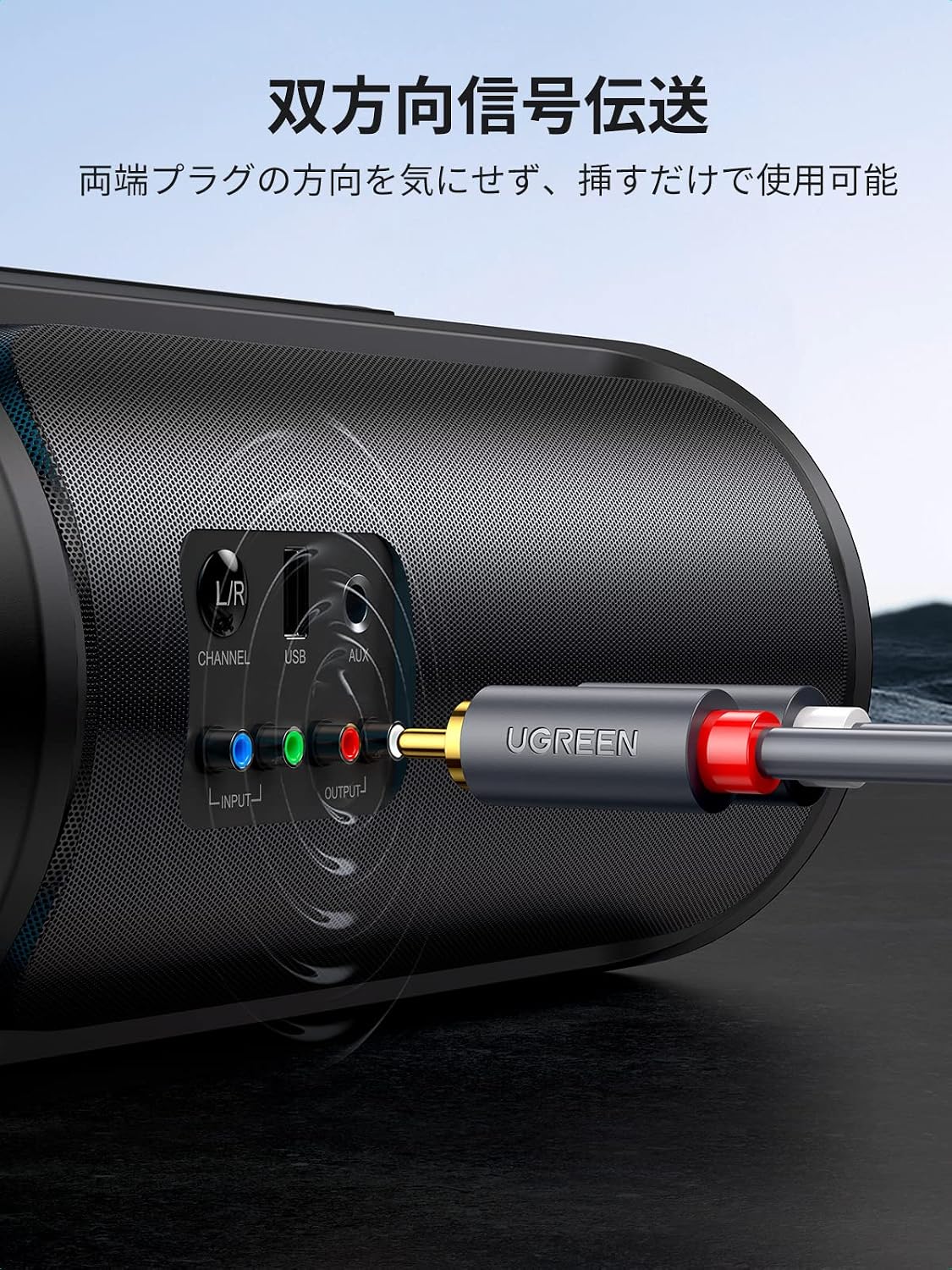 Detalle de UGREEN RCAケーブル 1m ステレオ用 2RCA to 2RCA・24K金メッキ端子