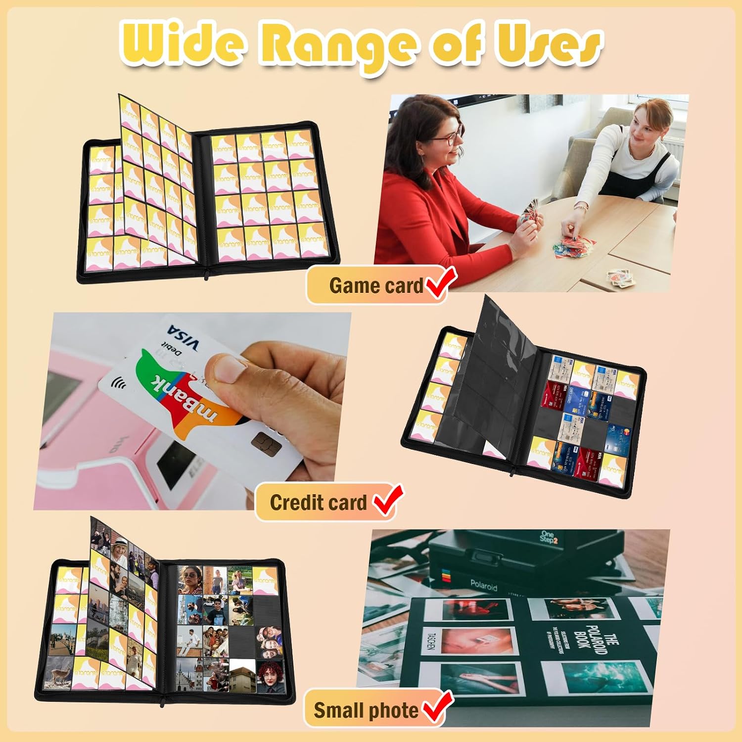 Thumbnail 6 de Premium 1000+ Pockets Trading Card Binder: 16-Pocket Ringless Side-Loading Album (Yellow)