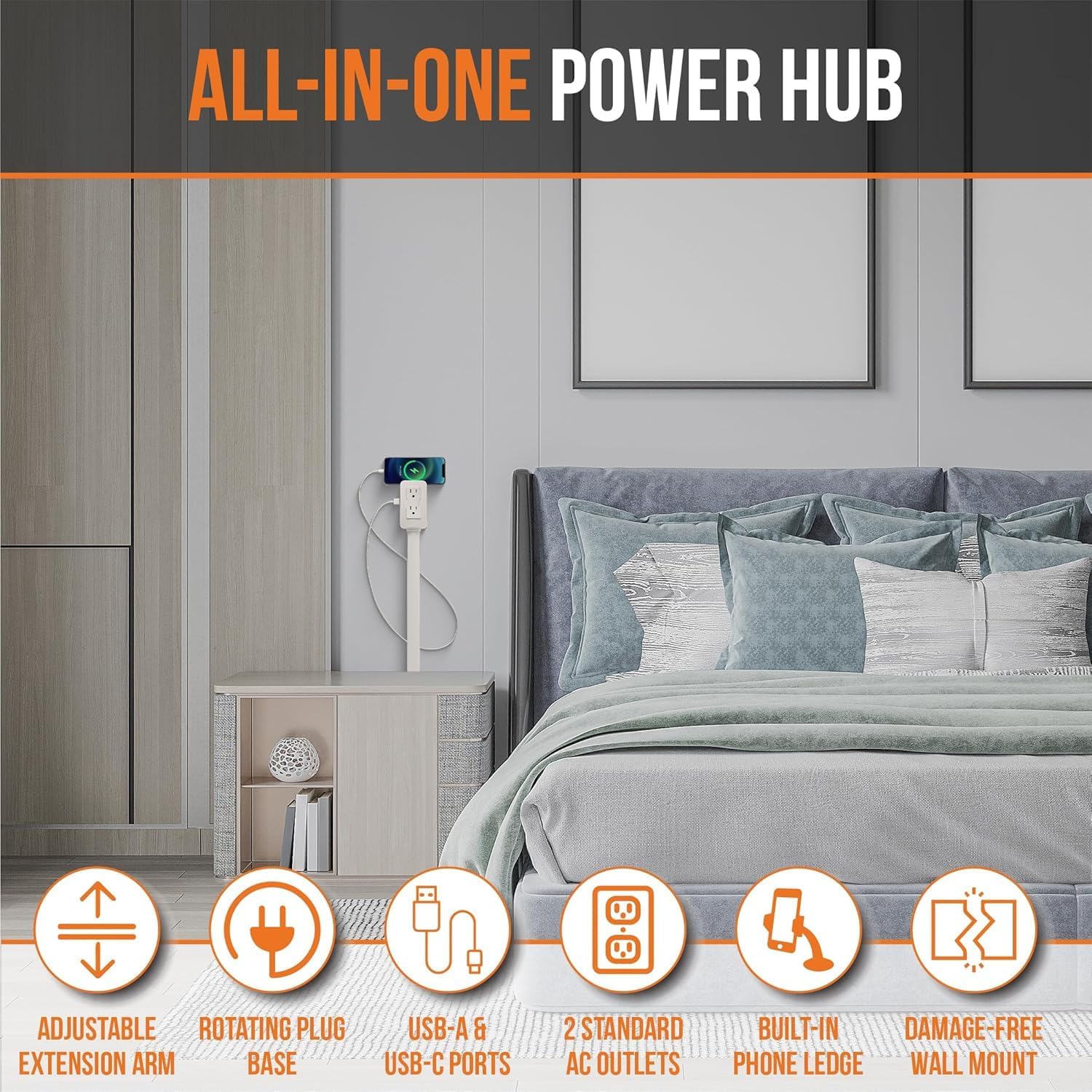 Detalle de EZ Outlet Extender with USB-A, USB-C