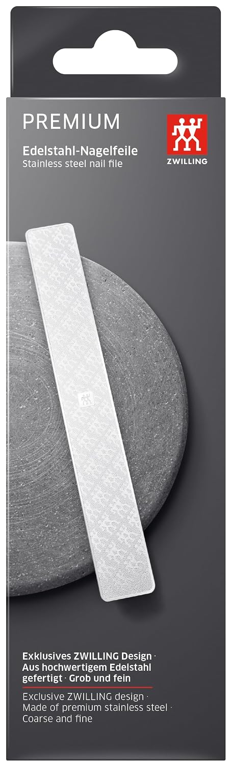 Detalle de ZWILLING Edelstahl Nagelfeile – Exklusives Design, grob- und fein körnige Feilenflächen, 140 mm, Silber
