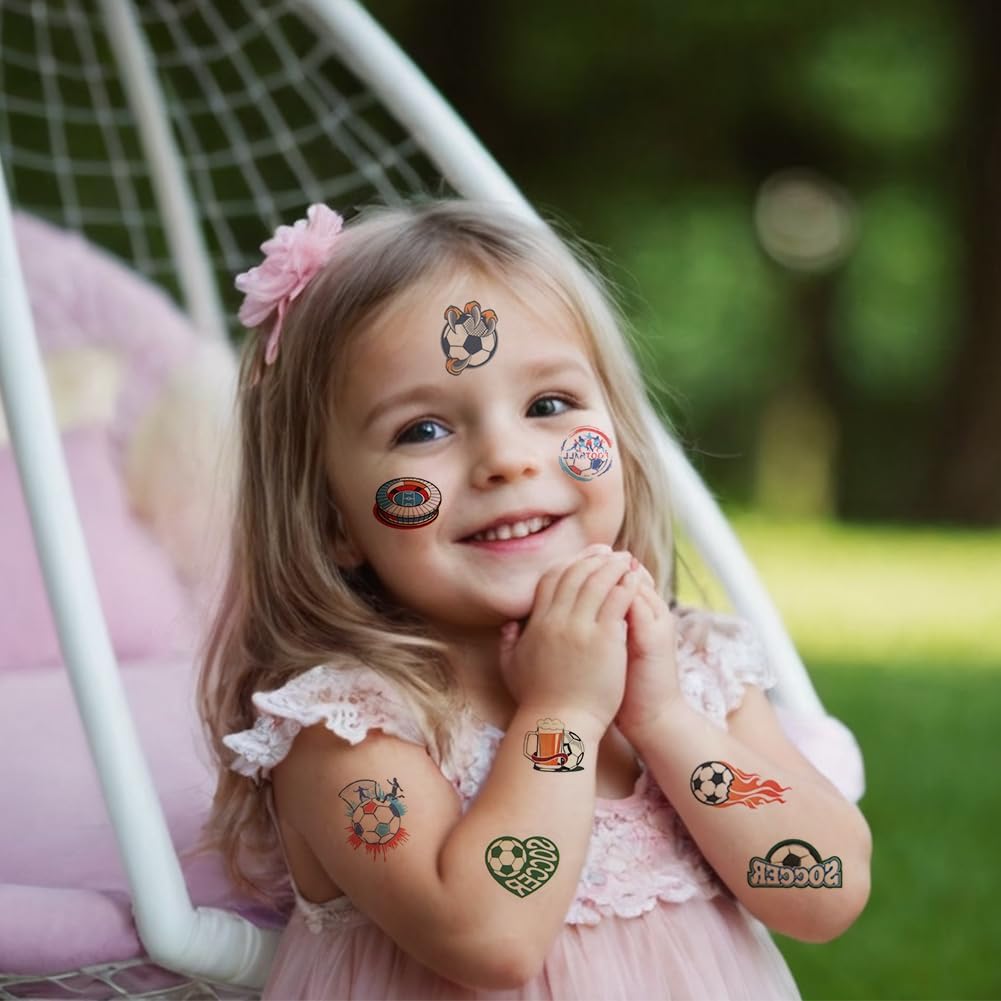 Thumbnail 2 de Aomig C2-N-A240614-FBA tijdelijke kindertatoeages, lichtgevend, voetbal, 20 vellen
