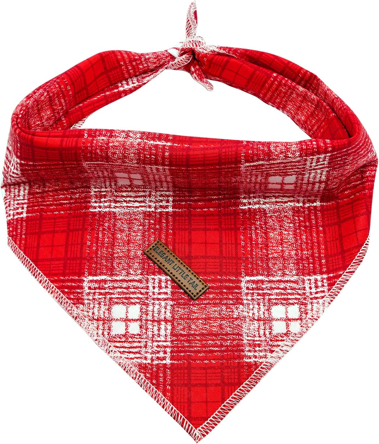 Detalle de Elegant little tail Christmas Dog Bandana, Large Red Plaid Cotton Scarf