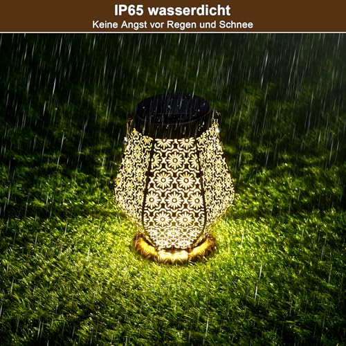 Detalle 2 de OUILA Solarlampen für Außen – 2er Set LED Solarleuchten in Gold, IP65
