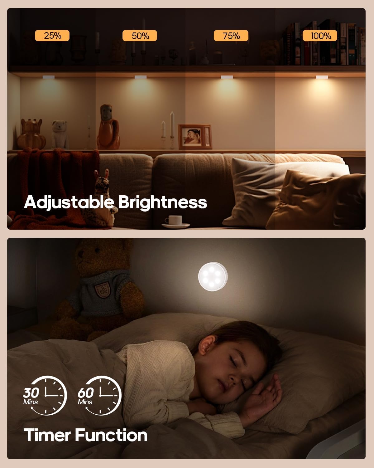 Thumbnail 6 de GOODEA.fun GDCL006 draadloze LED-pucklampen met RGBW, dimmer en timer