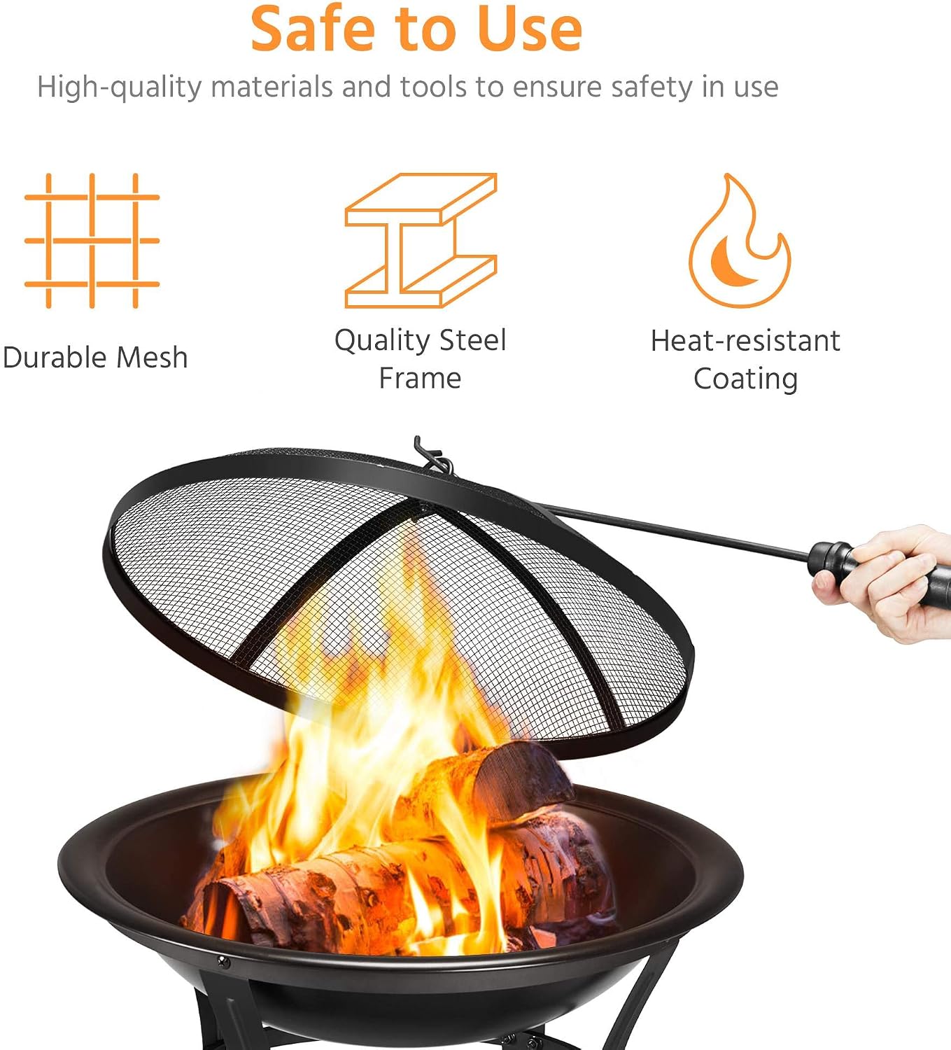 Detalle de Yaheetech 54 cm Outdoor Round Fire Pit for Garden and Patio