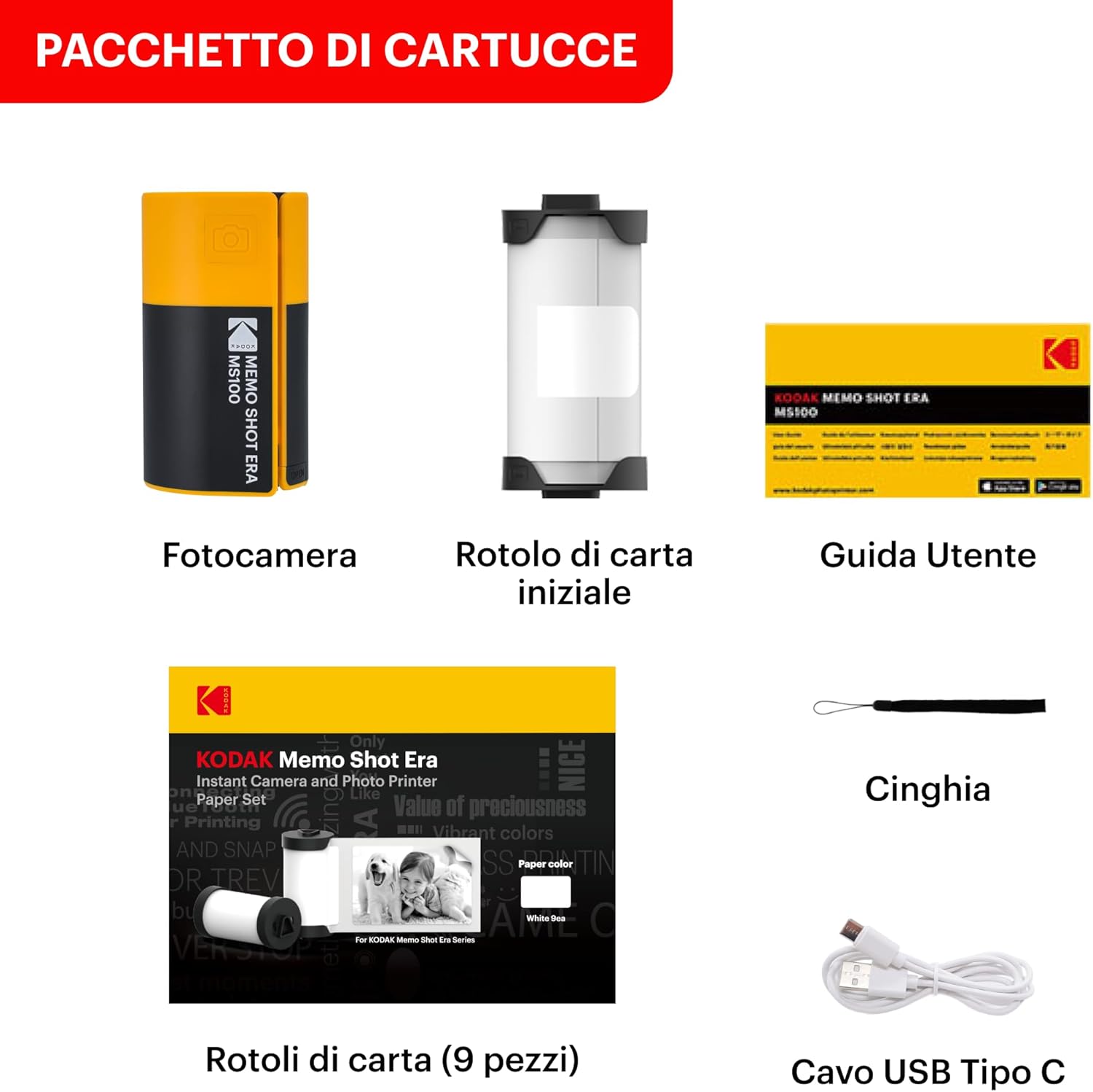 Thumbnail 6 de KODAK Memo Shot ERA: Fotocamera istantanea per bambini con stampante di etichette e Bluetooth