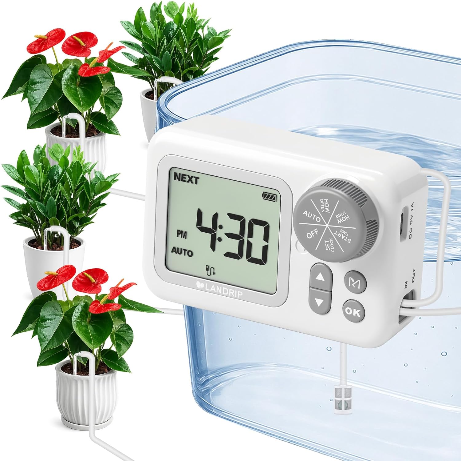 Detalle de Landrip Irrigazione Automatica Vasi: Kit per 15 Piante in Vaso con Controllo LCD