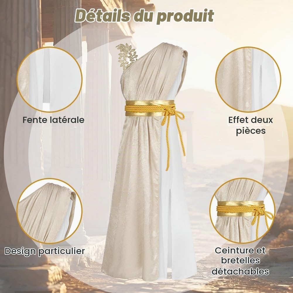 Detalle de Alaoo Egyptisch meisjeskostuum voor Halloween, 6-12 jaar, 100% polyester