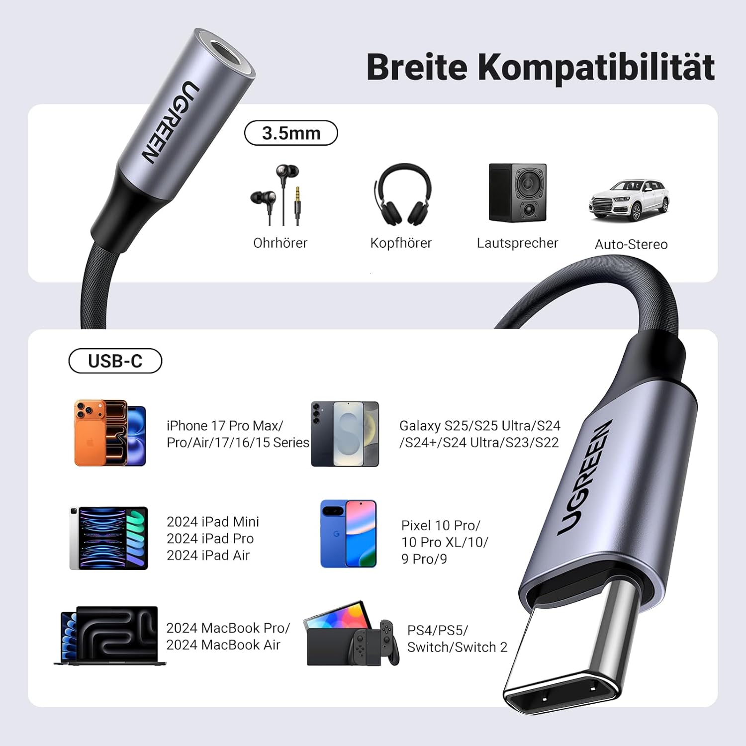 Thumbnail 4 de UGREEN USB C Kopfhörer Adapter DAC