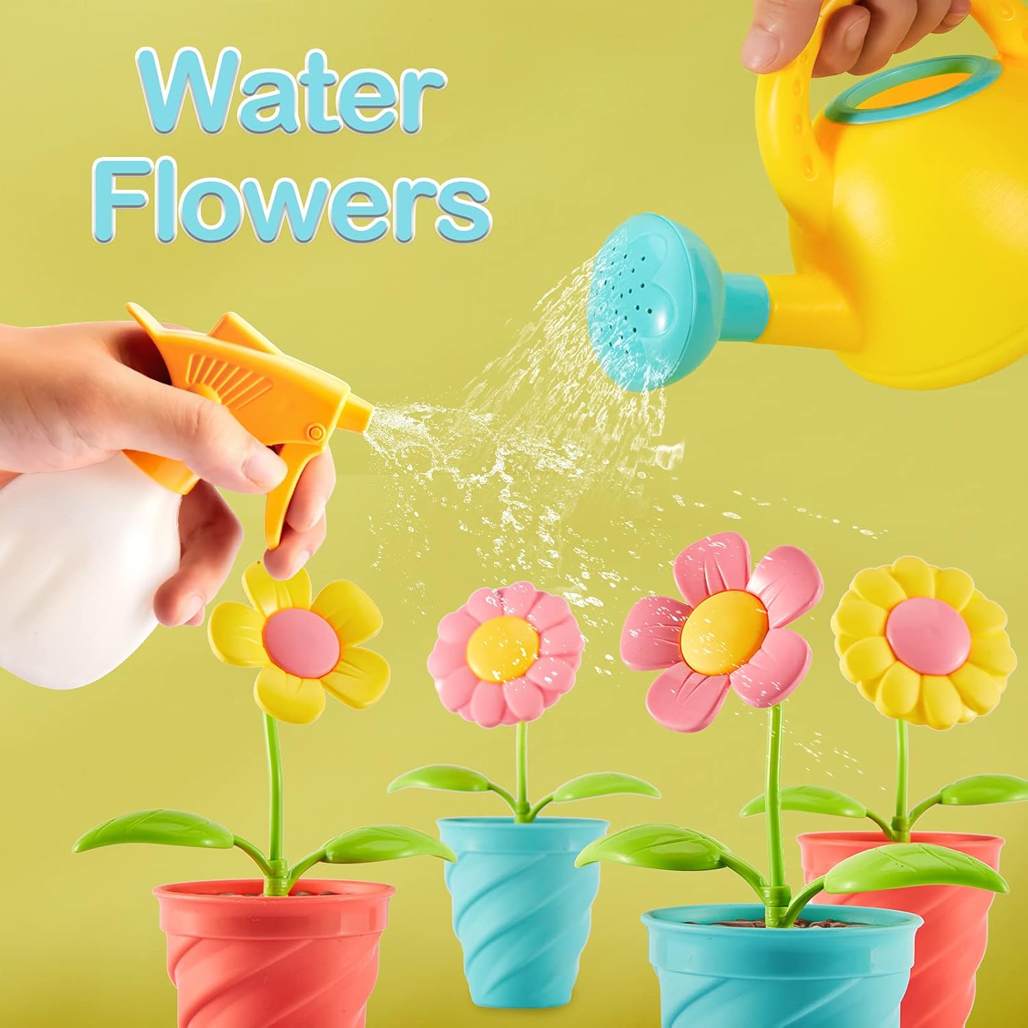 Detalle de LINFUN KIDS kids gardening tools set with watering can, shovel and beach play bucket