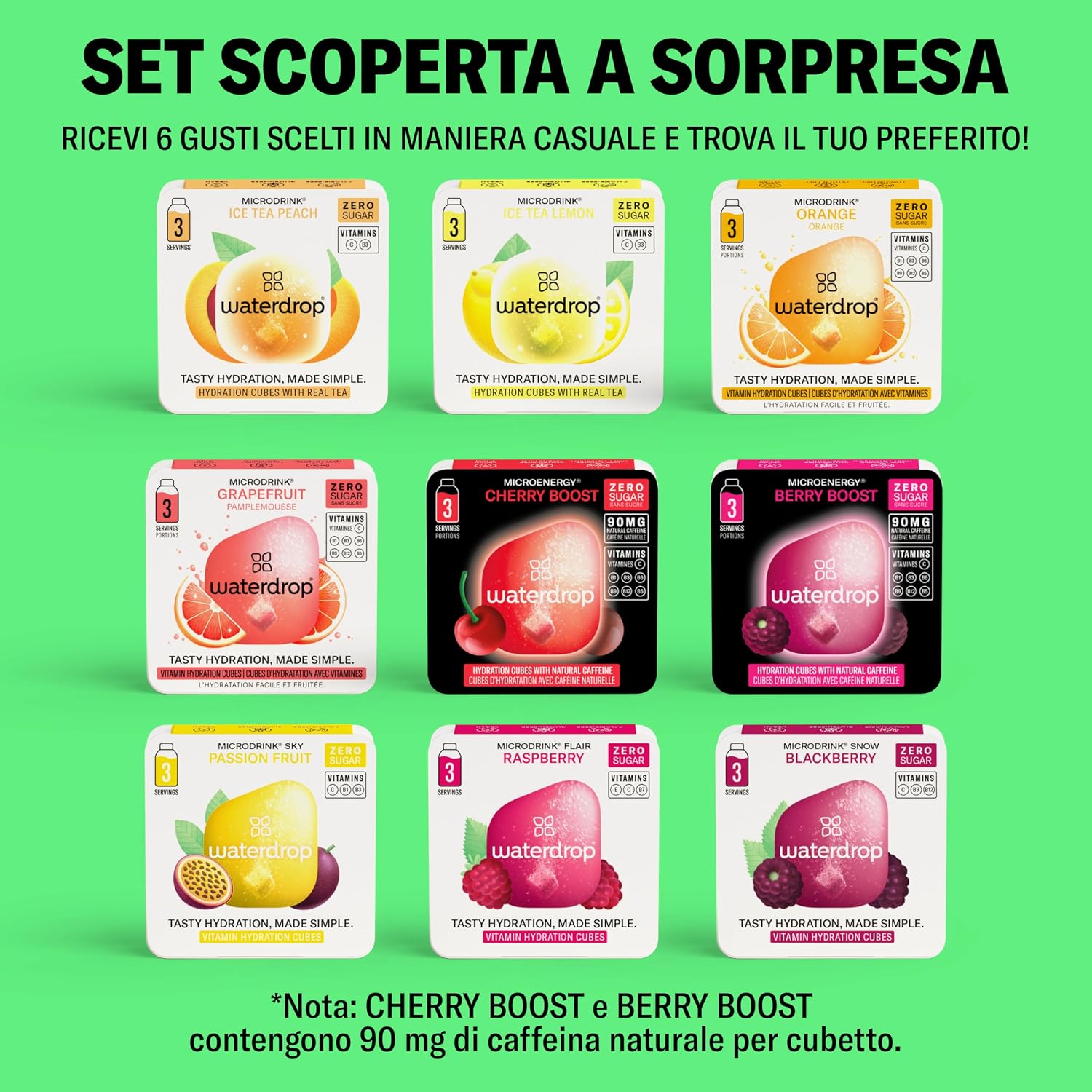 Thumbnail 1 de waterdrop Bottiglie Vetro 600ml con 18 Drops senza zucchero – cofanetto regalo donna