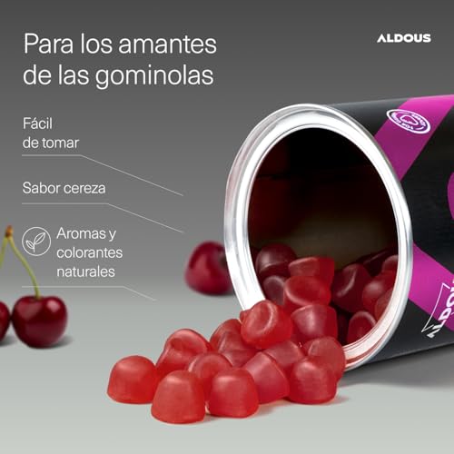 Detalle de Biotina 120 Gominolas 10.000mcg de Aldous Bio: cabello, piel y uñas con sabor a cereza