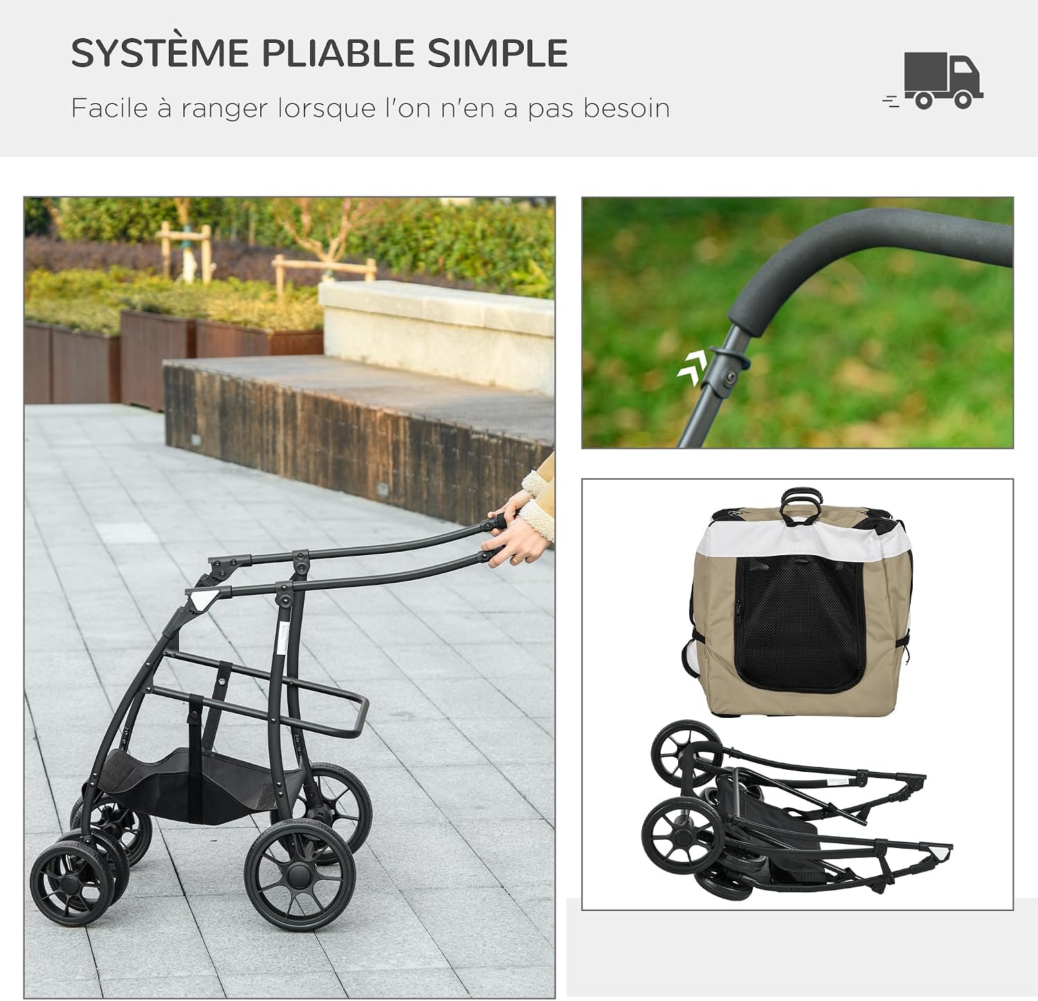 Thumbnail 6 de PawHut D00-192V00KK hondenbuggy, 2-in-1 met afneembare reiswieg en 600D Oxford-stof