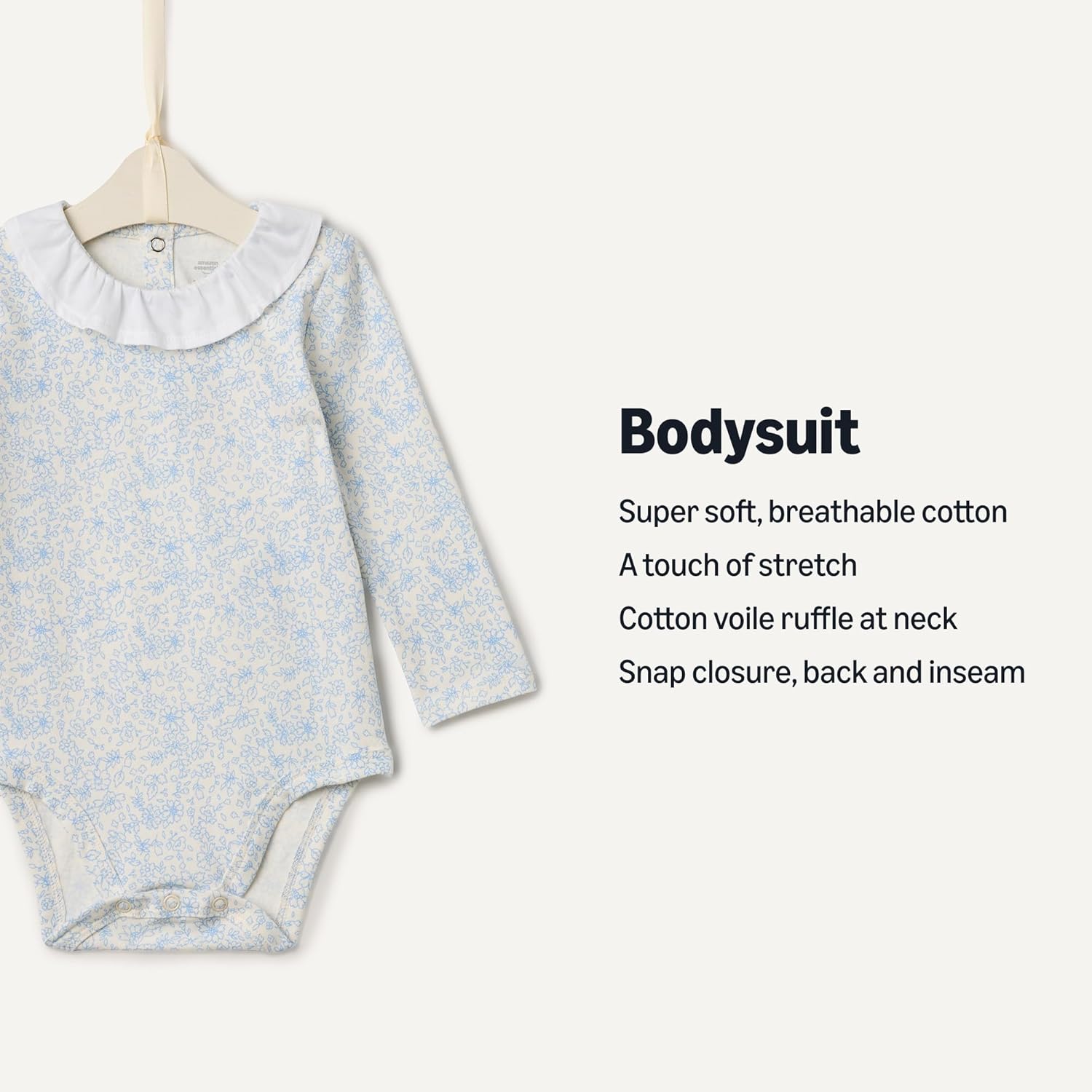 Detalle de Amazon Essentials x Sofia Grainge Baby Girls' Long Sleeve Ruffle Collar Bodysuit