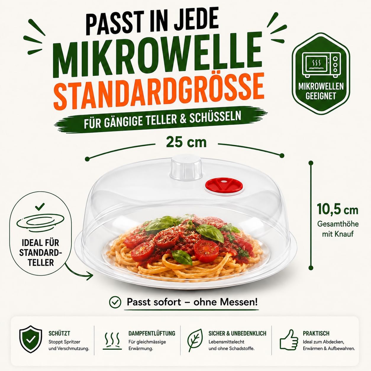 Detalle 2 de Kerafactum Mikrowellenhaube magnetrondeksel, 25 cm, transparant en stapelbaar