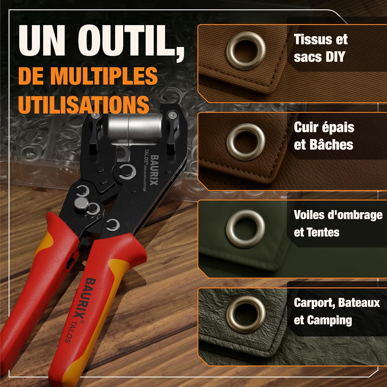 Thumbnail 5 de BAURIX Pince à Oeillets avec 200 œillets Ø10 mm – Perforation et pose en une étape