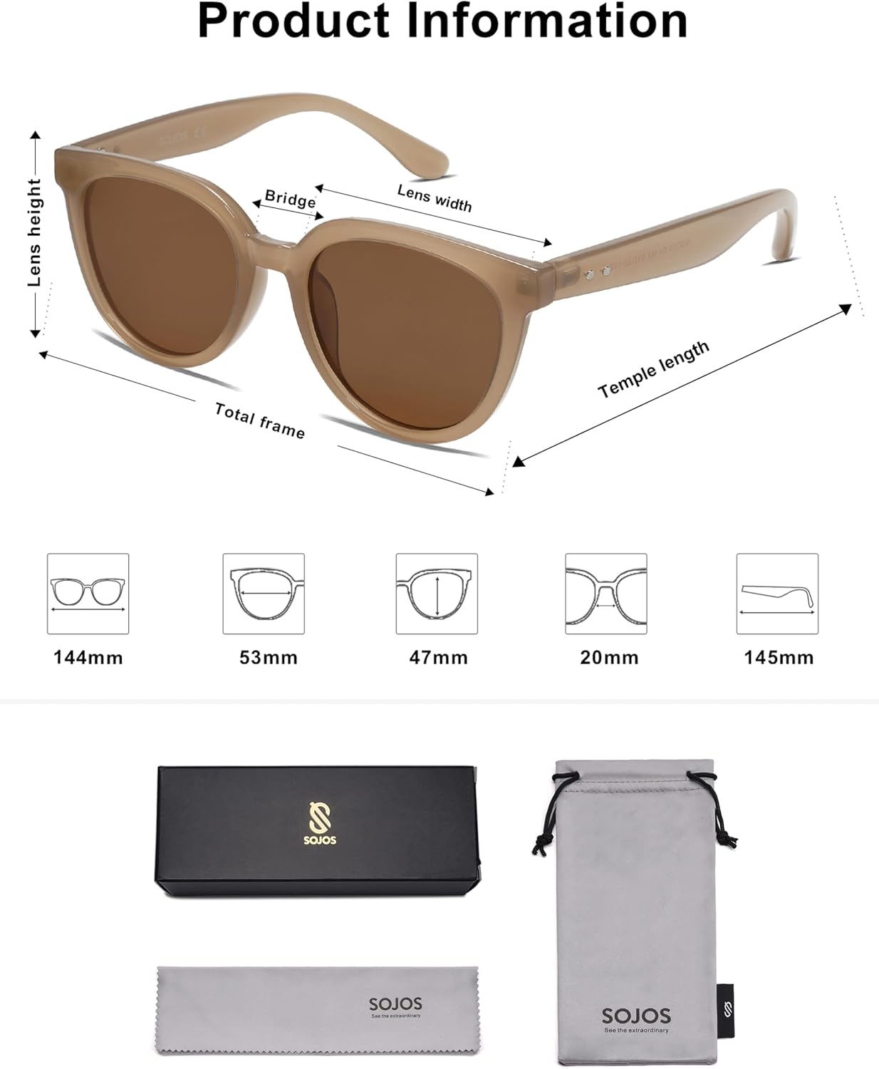 Detalle 1 de SOJOS Cat-Eye Polarized Sunglasses SJ2175