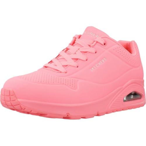 Detalle de Skechers Damen Uno Stand On Air Trainers – Coral Durabuck/Mesh, Größe 38 EU