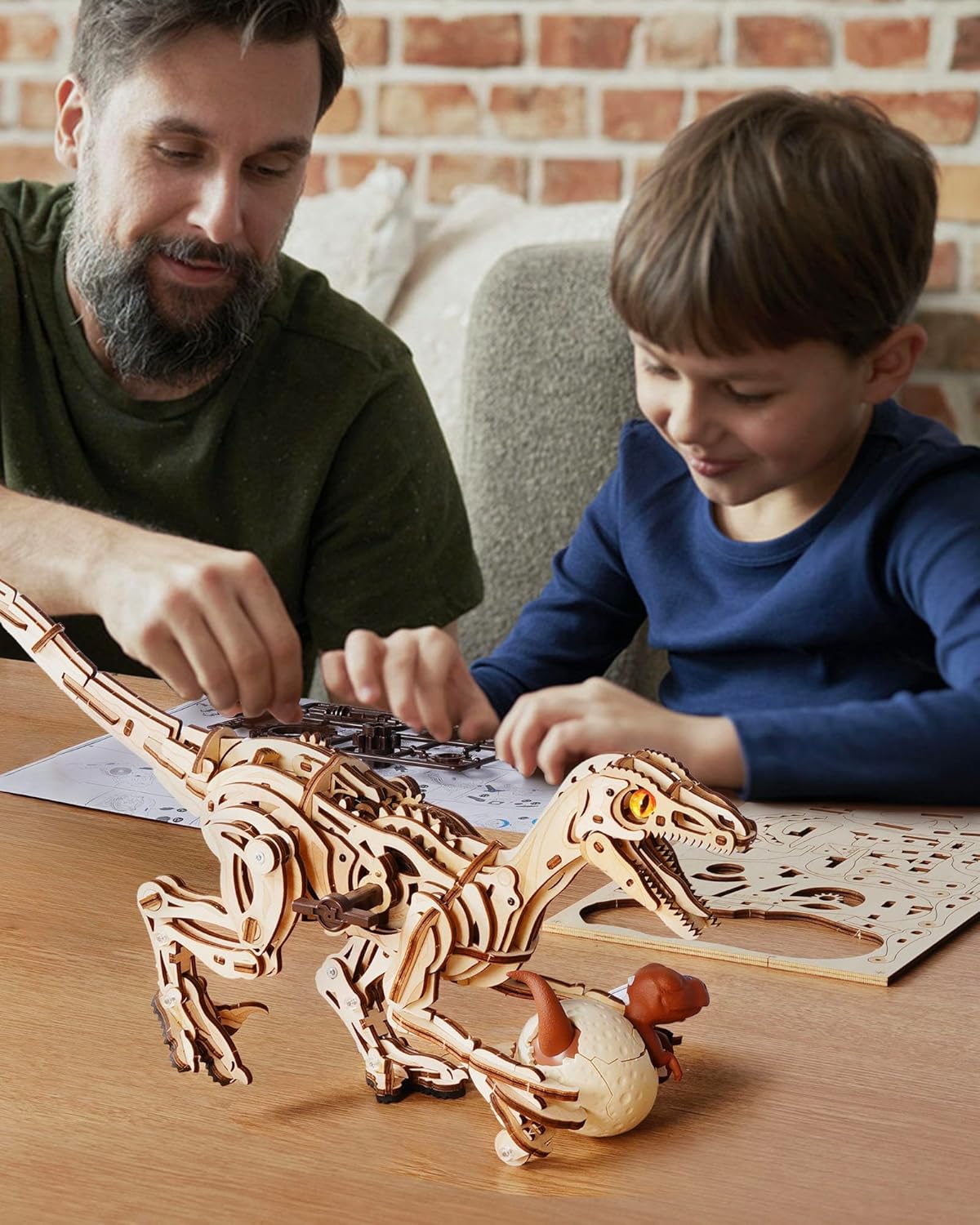 Thumbnail 1 de ROKR Puzzle 3D Legno LD01: Velociraptor, modello meccanico in legno per adulti e bambini
