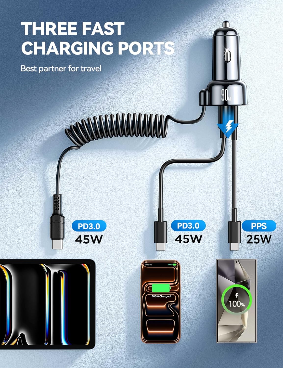 Detalle de USB C 90W Car Charger for iPhone