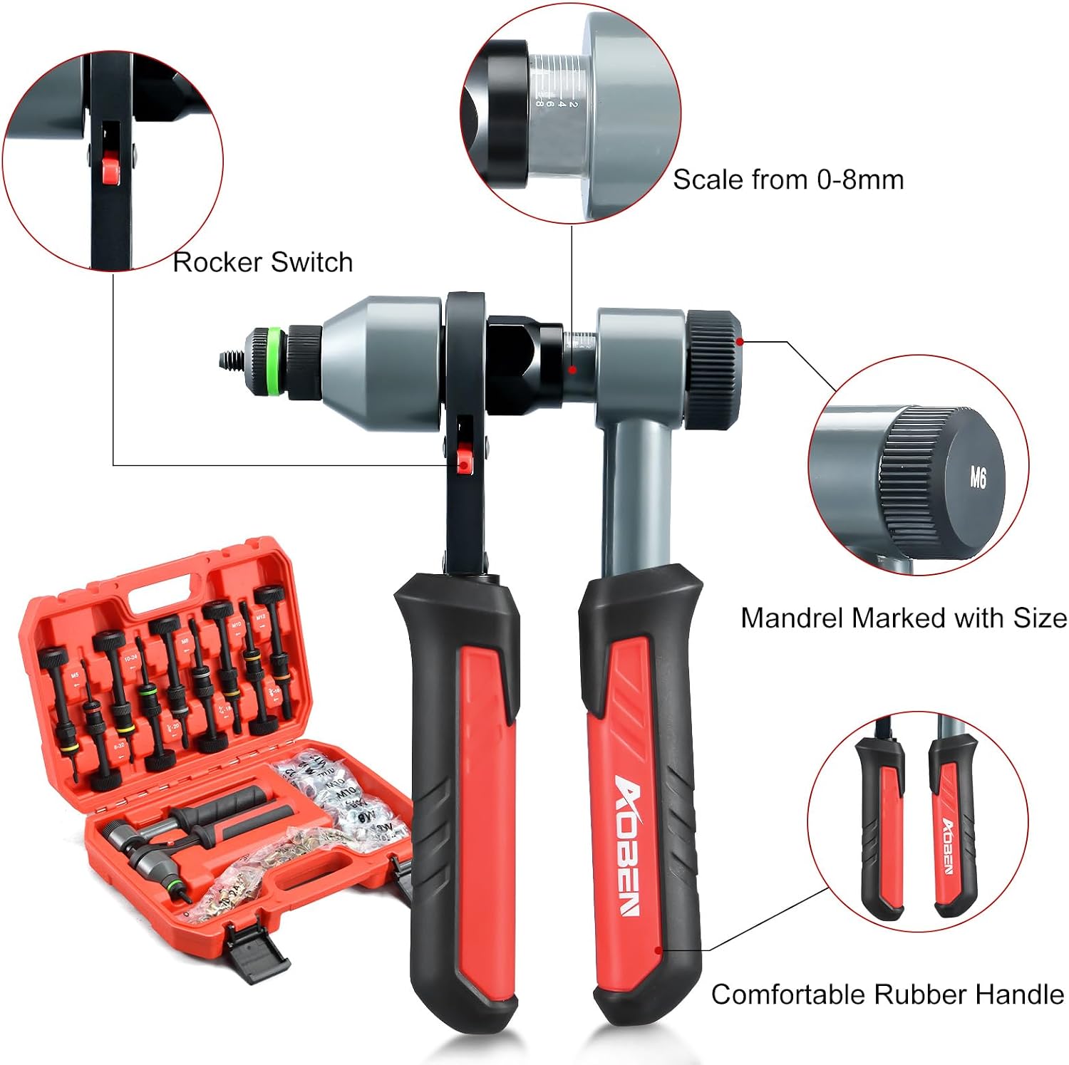 Detalle 2 de AOBEN Rivet Nut Tool Kit, 10 Mandrels