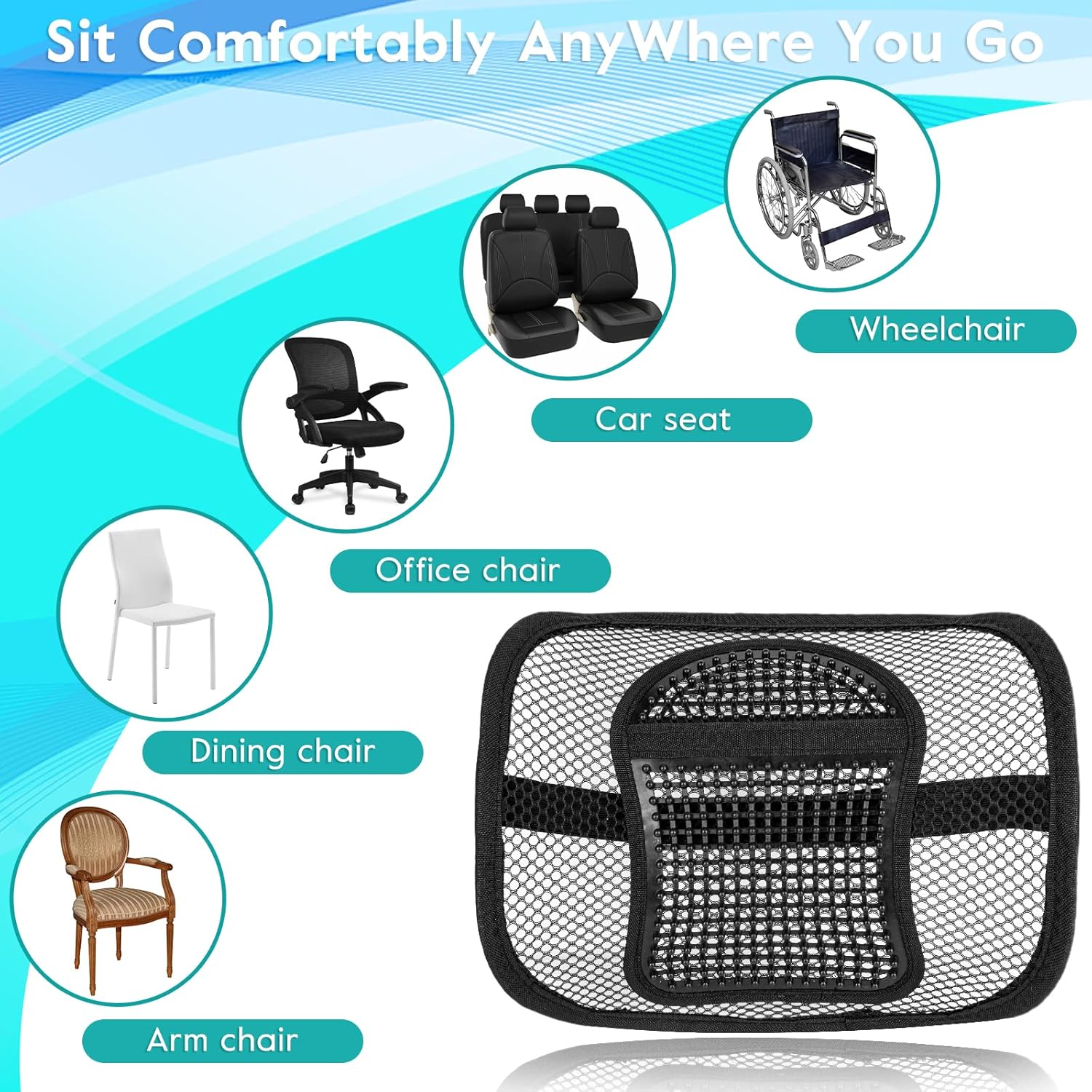 Thumbnail 4 de m zimoon Mesh Lumbar Support for Office Chair