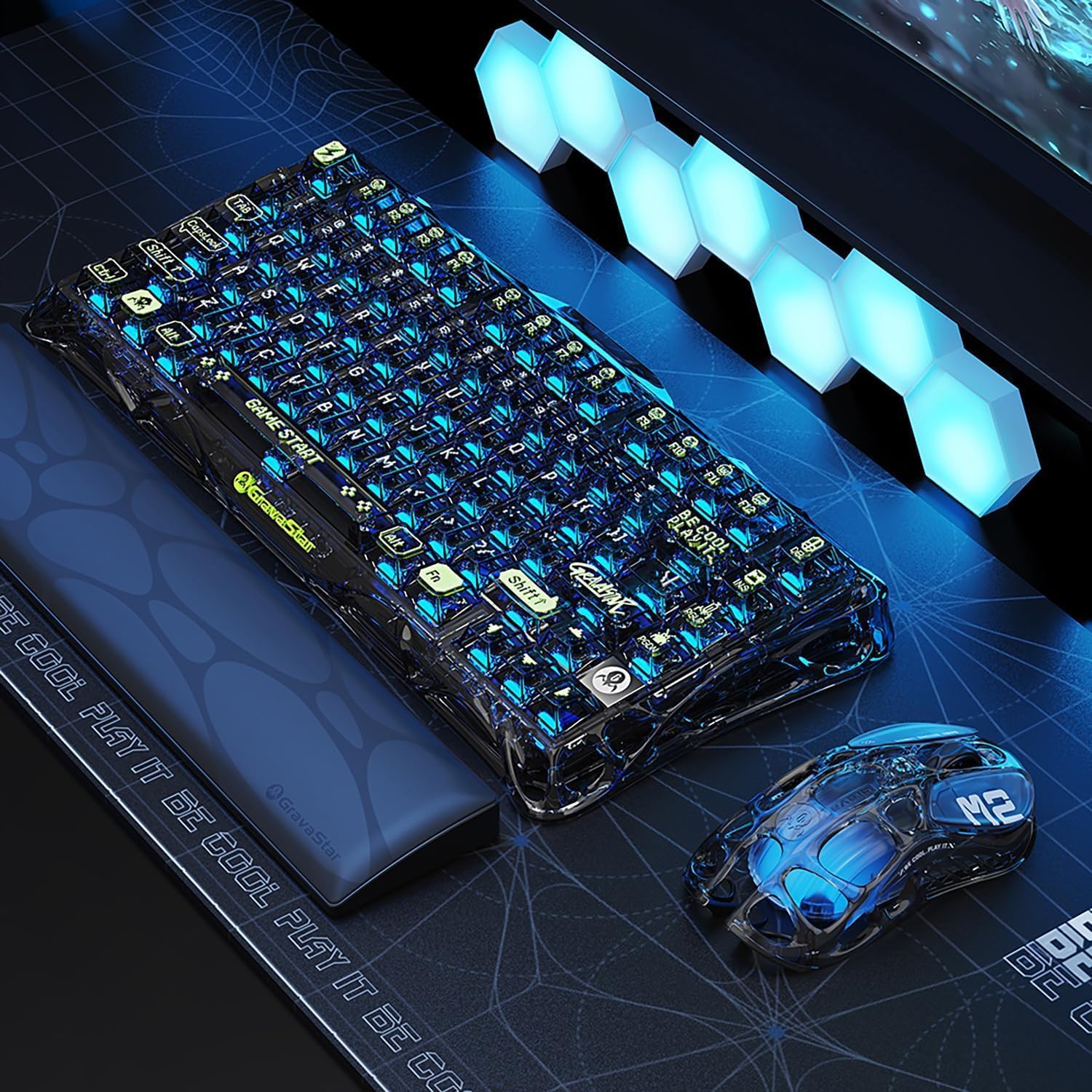 Thumbnail 2 de GravaStar Mercury M2 Transparent kabellose Gaming-Maus (79 g, 26.000 DPI, PAW3395, Tri-Mode)
