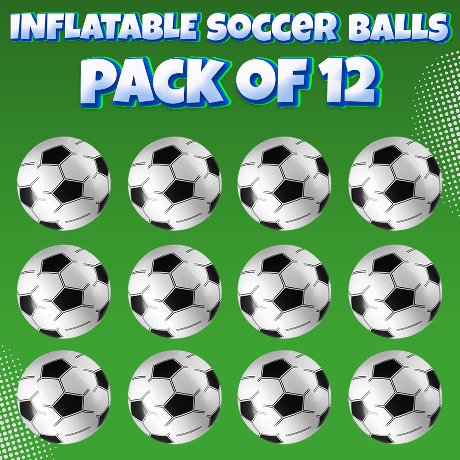 Detalle 2 de Bedwina Inflatable Soccer Balls (Pack of 12) 16-inch Beach Balls for Pool Toys & Party Favors