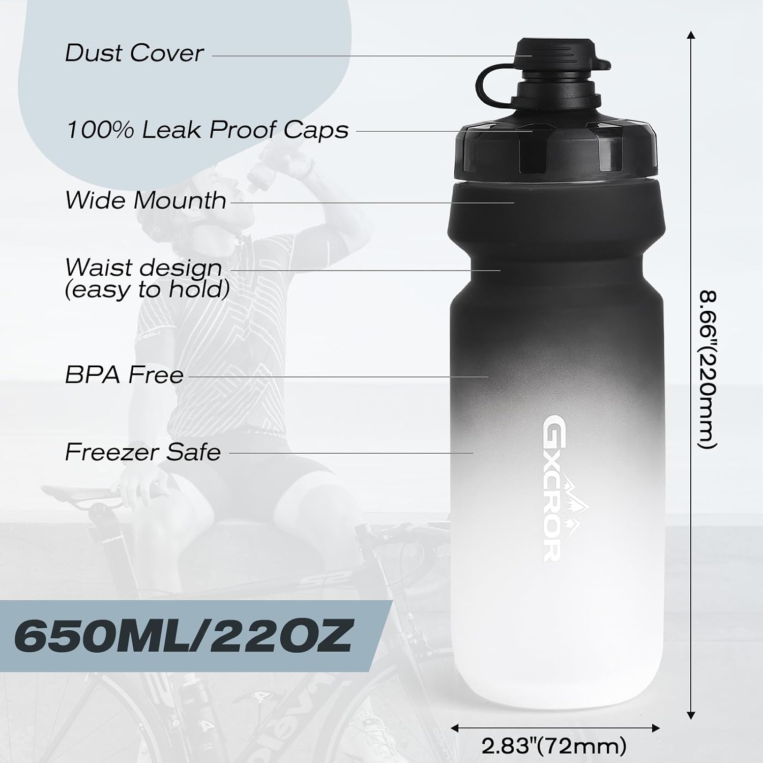 Detalle 2 de GXCROR bike water bottle holder with bottle combo (lightweight, leak-proof cage set)